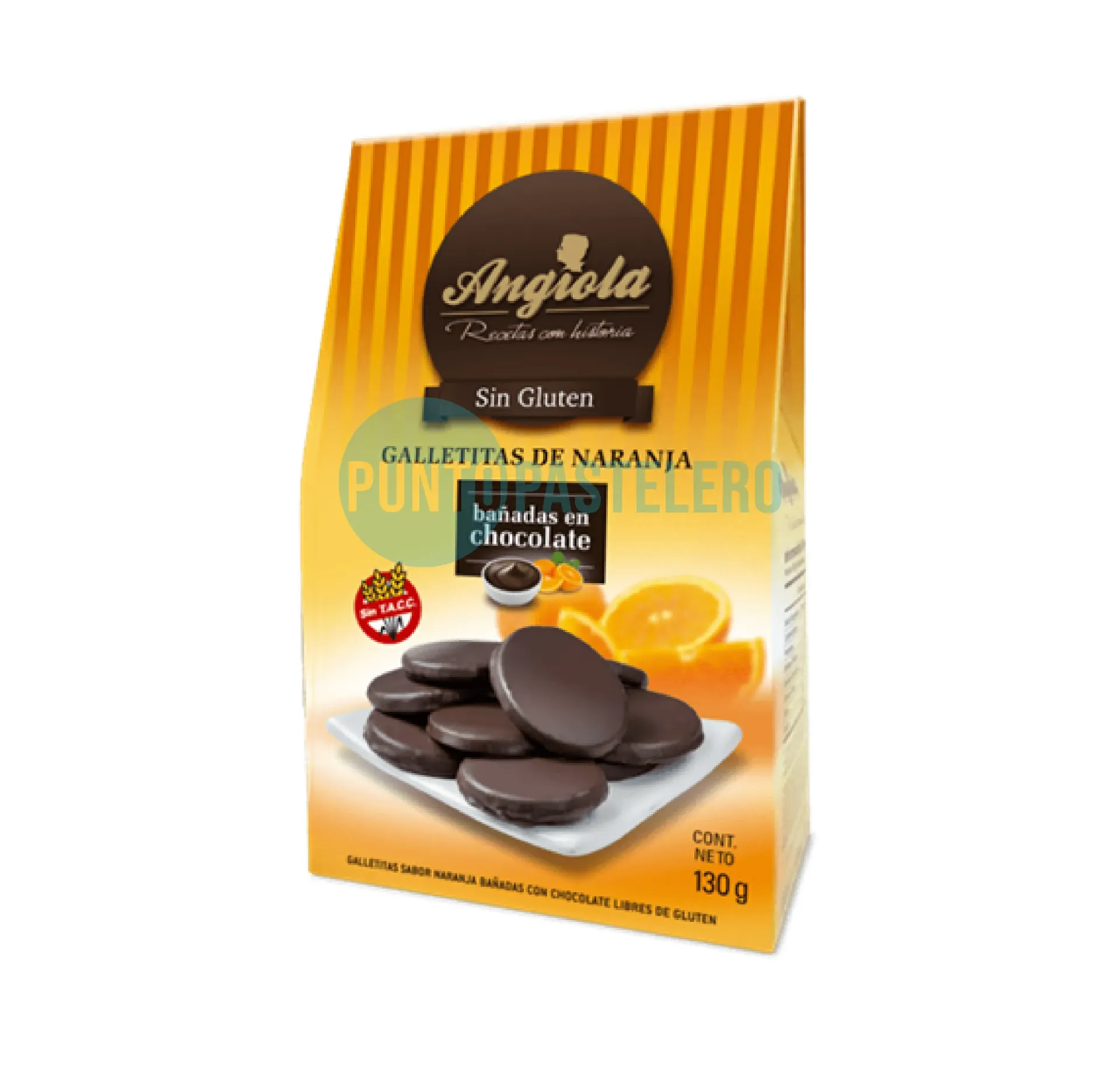 [7798294150220] GALLETITAS ANGIOLA NARANJA BAÑADA EN CHOCOLATE (X 130 GR.) (SIN TACC)