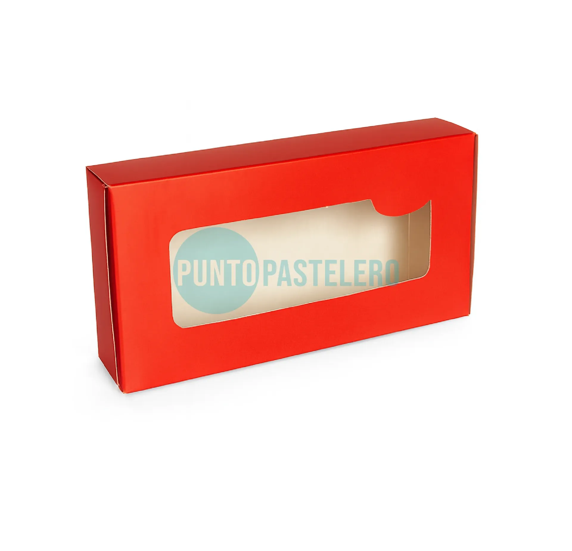 CAJA BOMBONERA BISAGRA CON VISOR 1/4 KG ROJA (16X8.5X3 CM) [31]