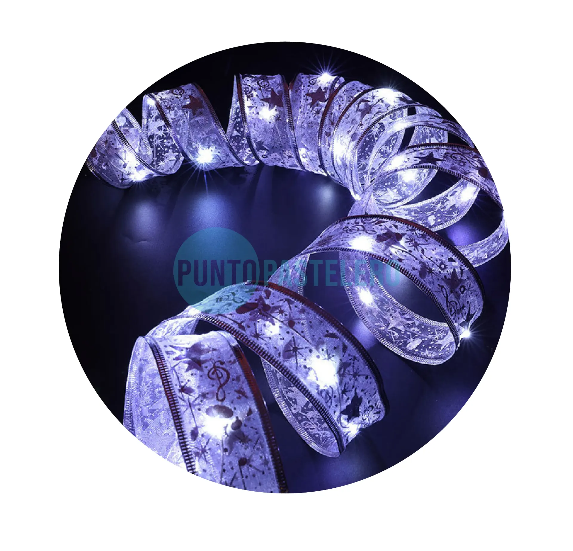 CINTA PLATEADA CON LUZ NAVIDAD (USB)