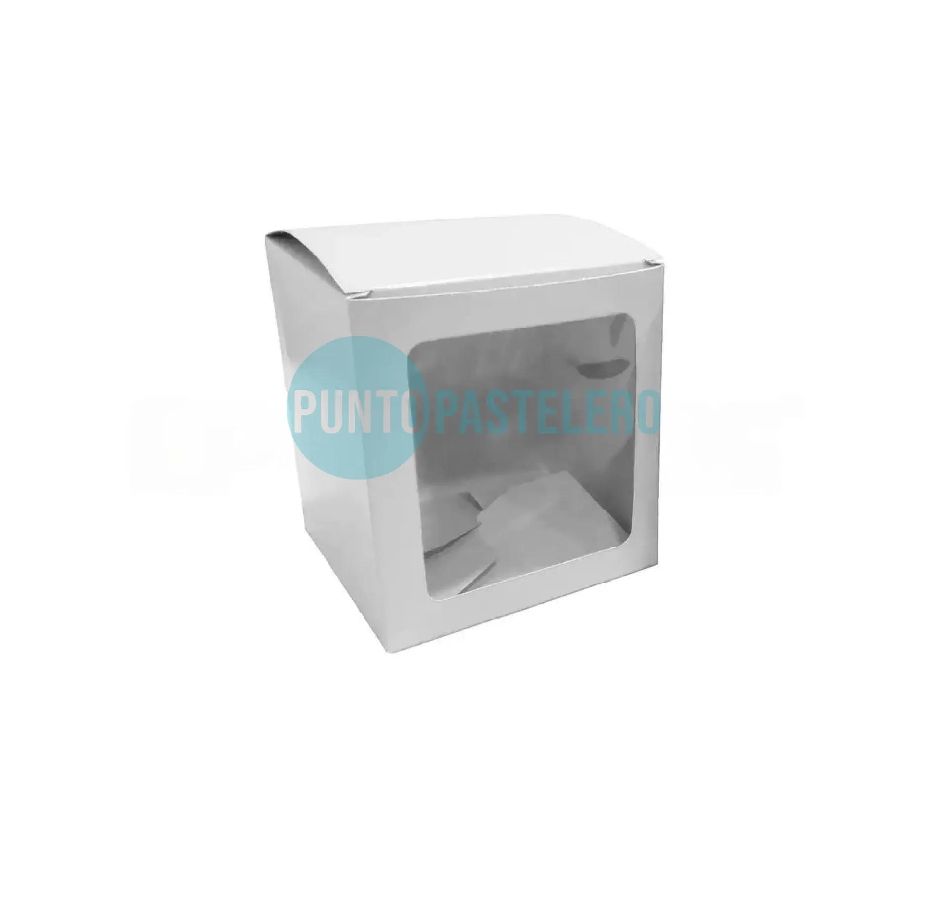 CAJA CARTULINA BLANCA PARA TAZA CON VISOR (12X12X9 CM) [53]