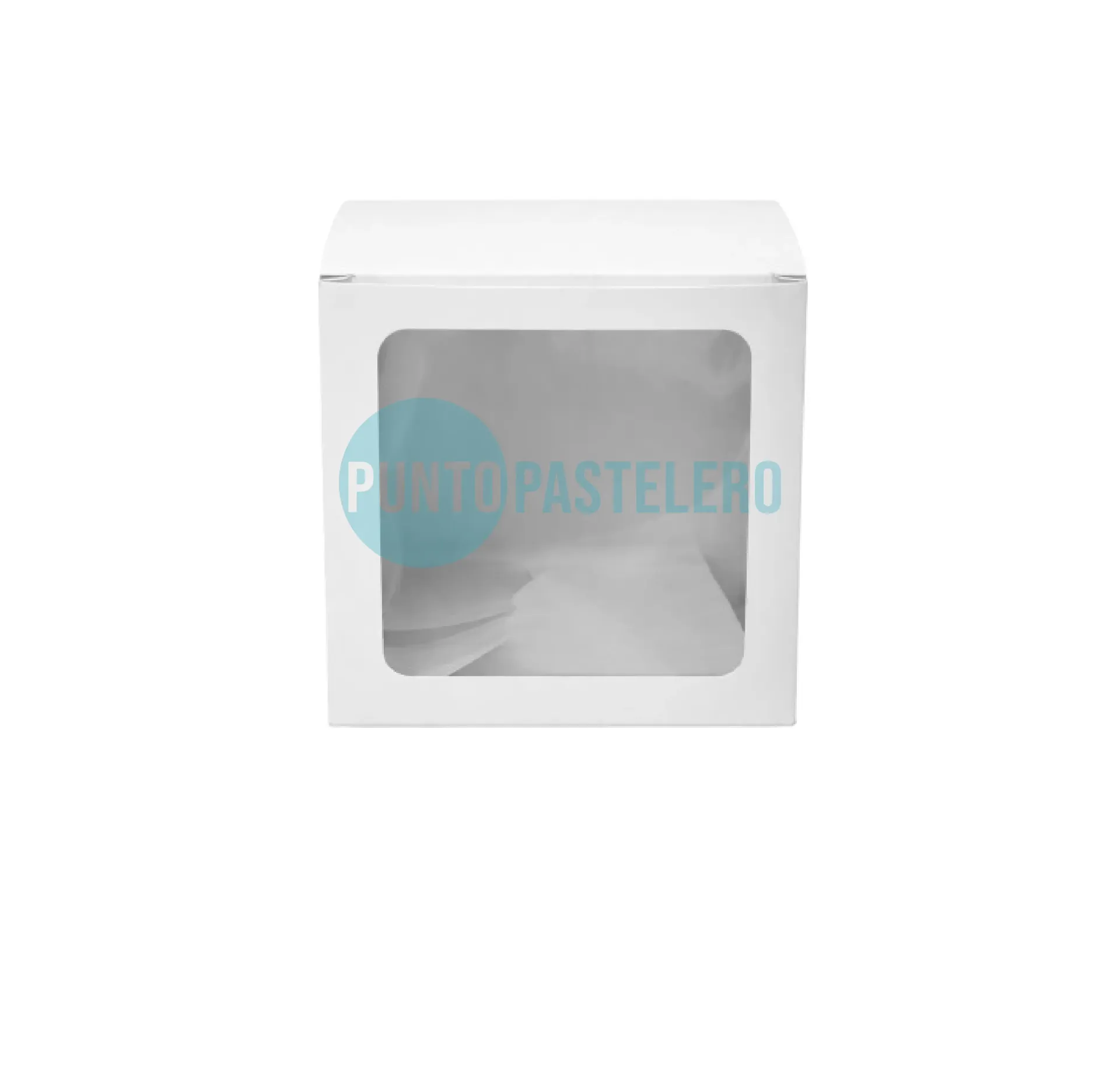CAJA CARTULINA BLANCA PARA TAZA CON VISOR (12X12X9 CM) [53]
