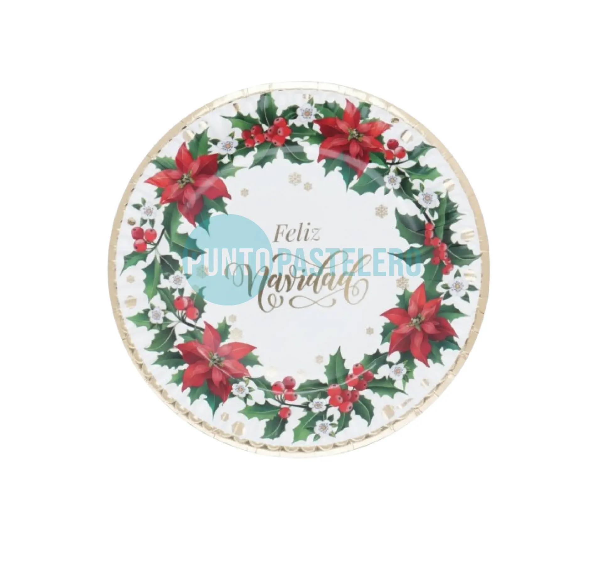 PLATO POLIPAPEL "FLORES NAVIDAD" (6 U.)