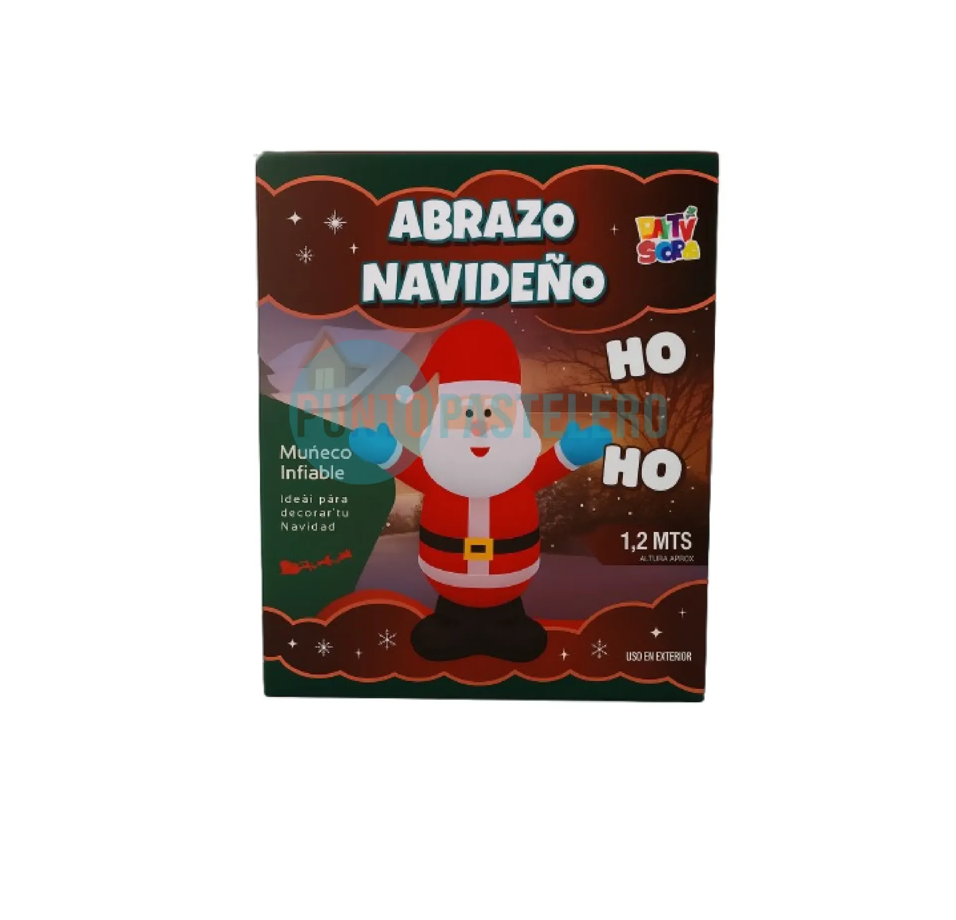 INFLABLE PAPA NOEL ABRAZO NAVIDEÑO (1.20 MT.) (2 LEDS) (PARTY STORE)