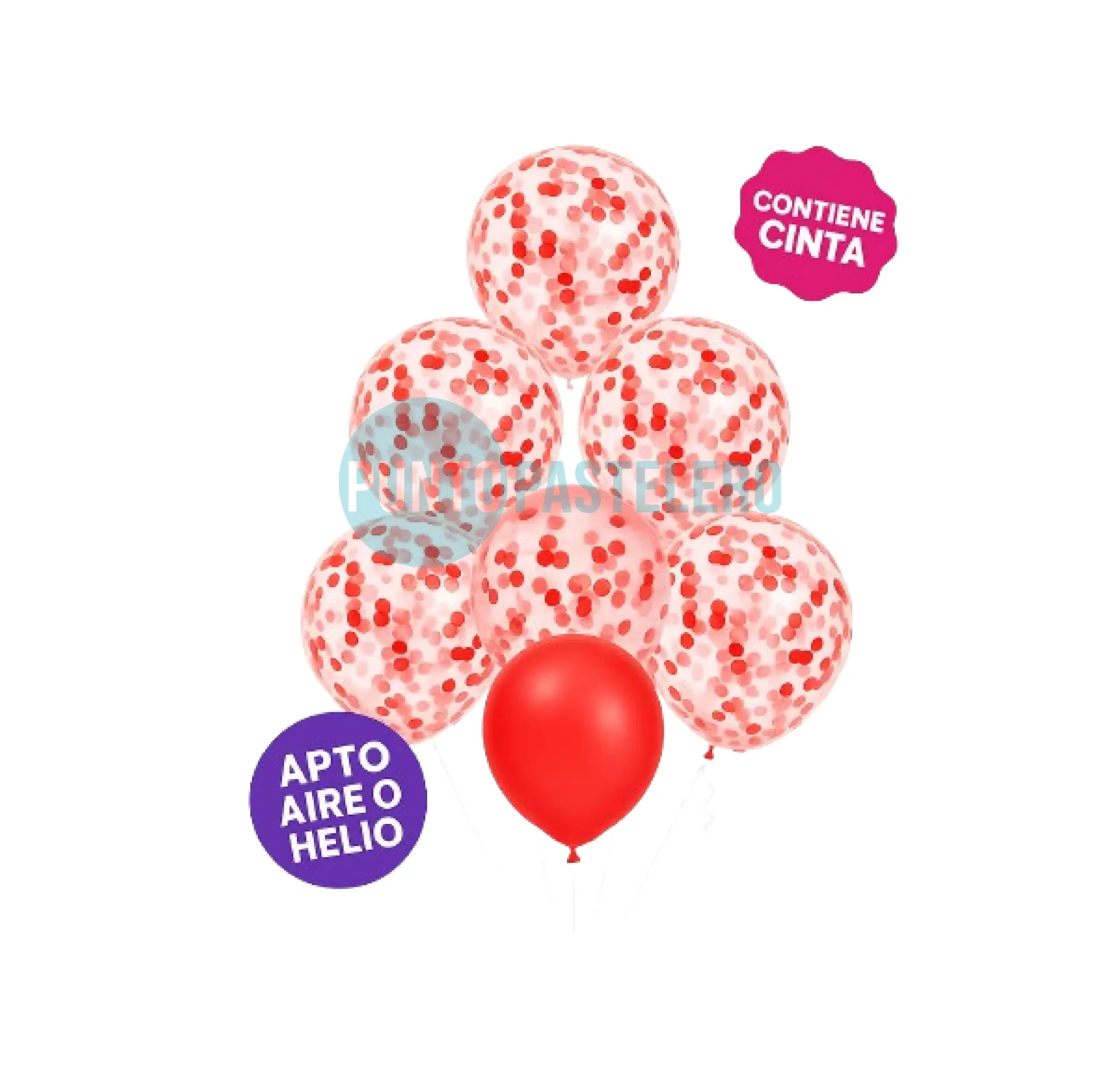 [7798371460938] SET GLOBOS CONFETTI ROJO (5 PZ) (HAPPY DAY)