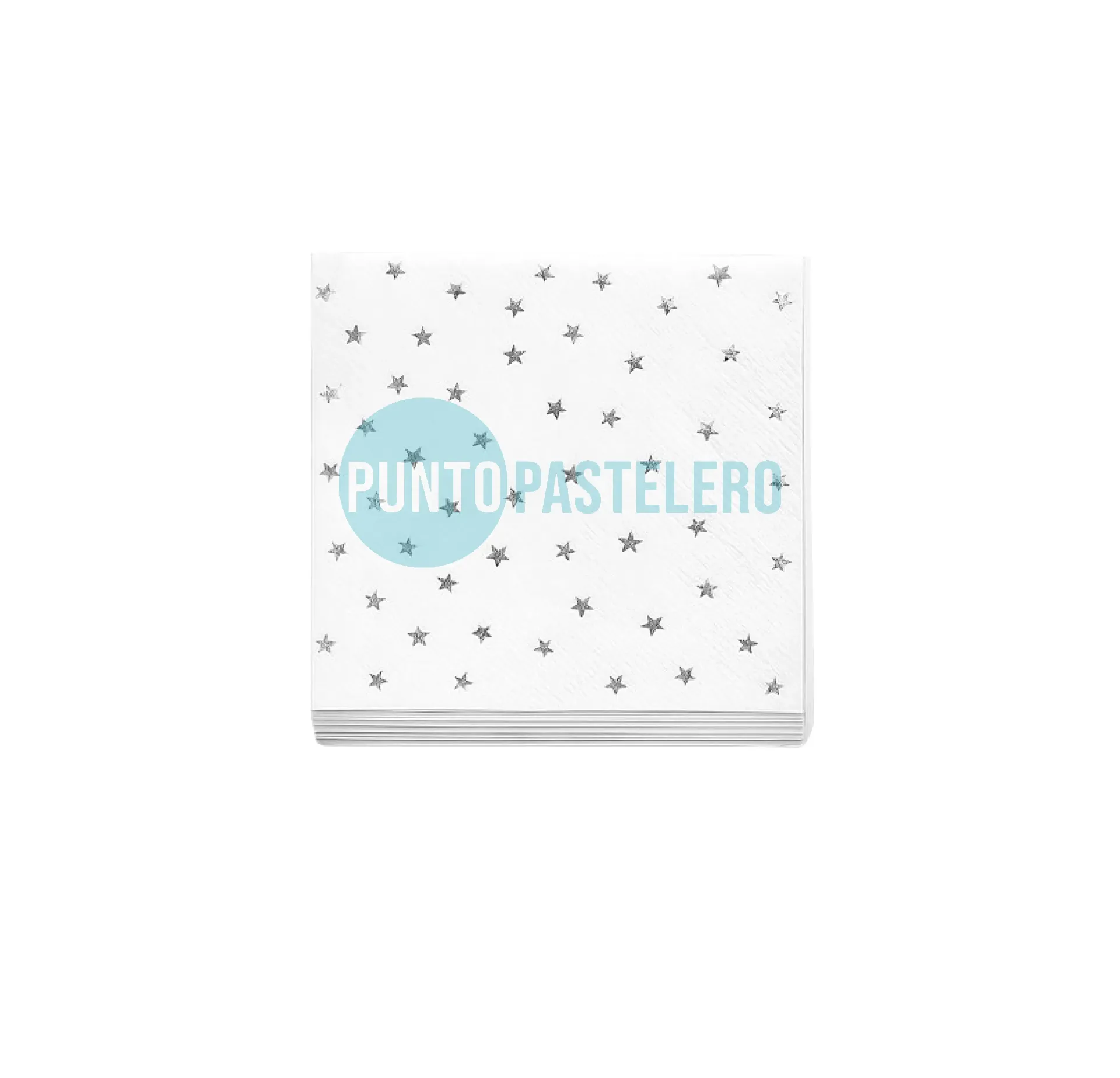 [6987202576097] SERVILLETA CON STAMPING ESTRELLAS PLATEADAS (X 12 U.)