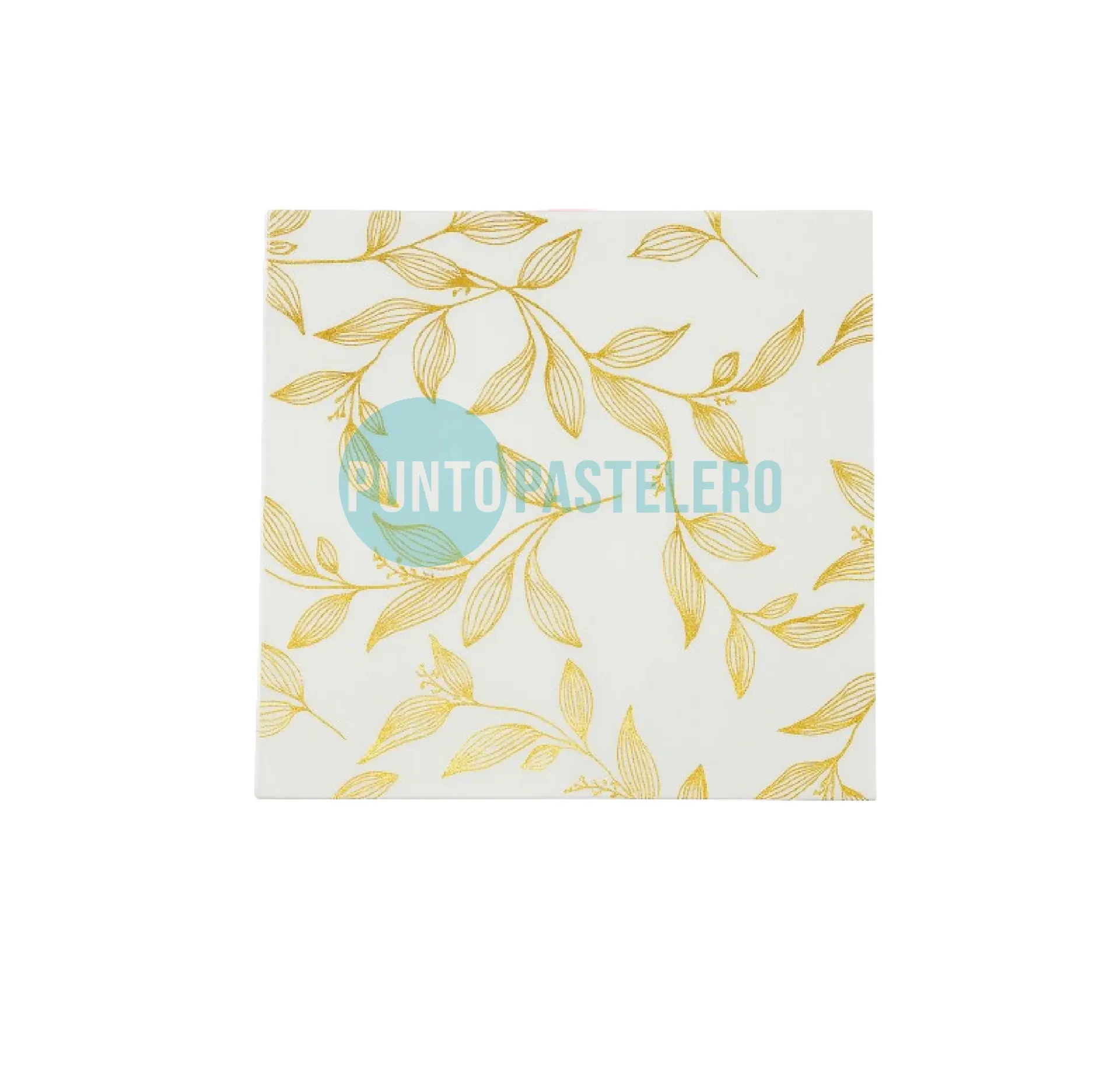 SERVILLETA CON STAMPING HOJAS DORADAS (X 12 U.)  