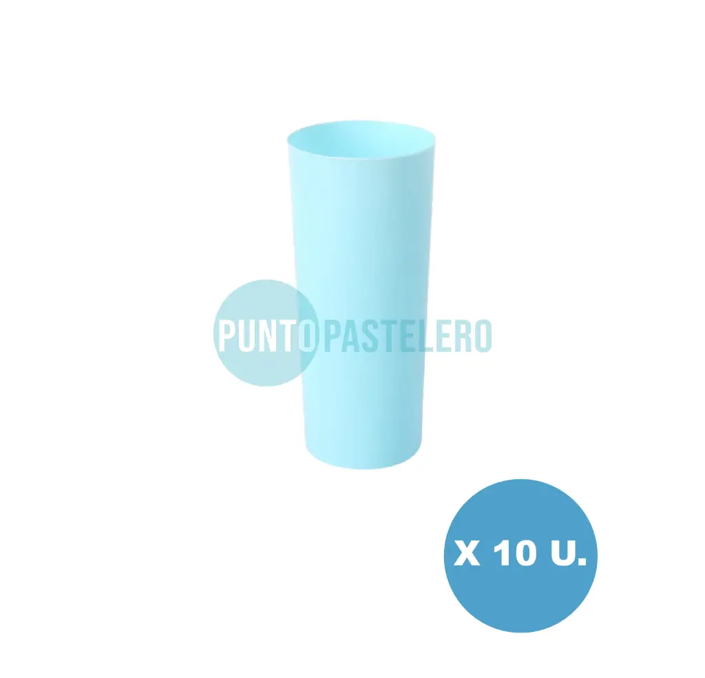 VASO TRAGO LARGO KOVALPLAST CELESTE PASTEL (X 10 U.)
