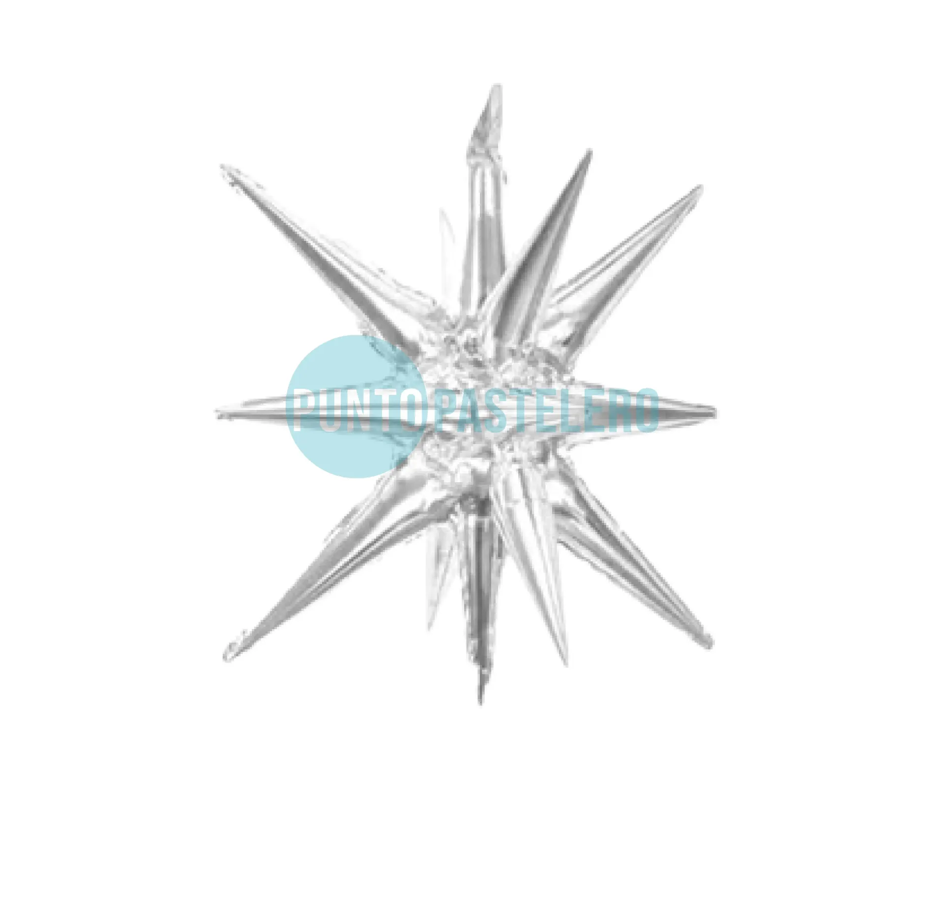 GLOBO METALIZADO ESTRELLA 14 PUNTAS 3D (70 CM) (PLATA) [CAJA]