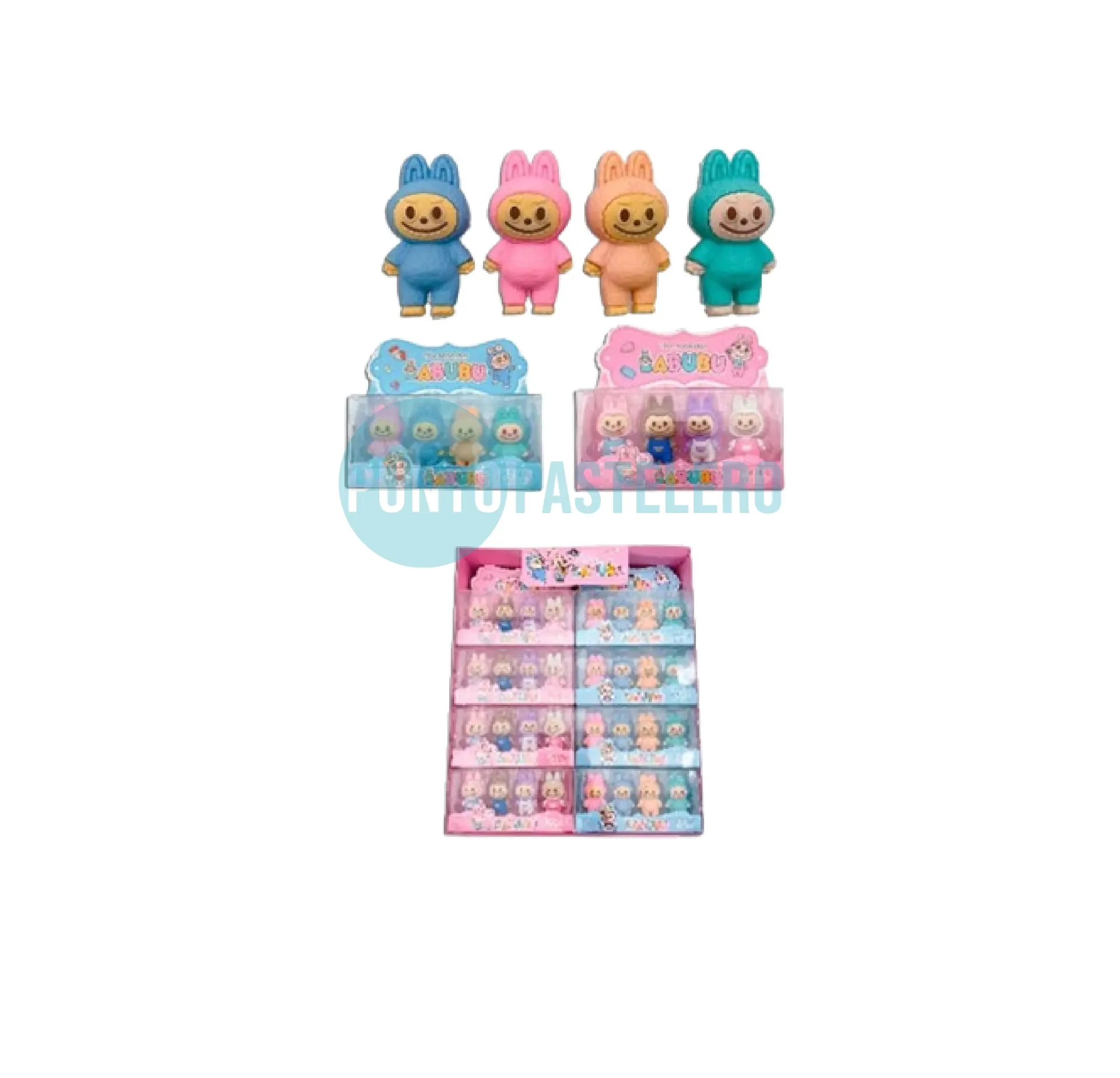 MUÑECO GOMA DE BORRAR LABUBU (X 4 U.)
