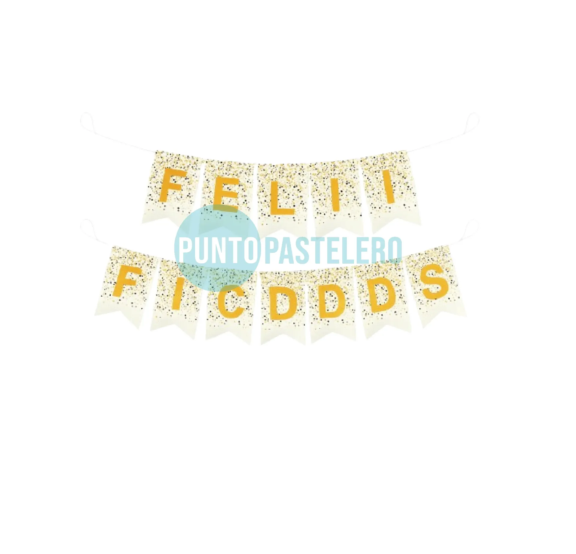 BANDERIN "FELICIDADES" BLANCO CON DORADO