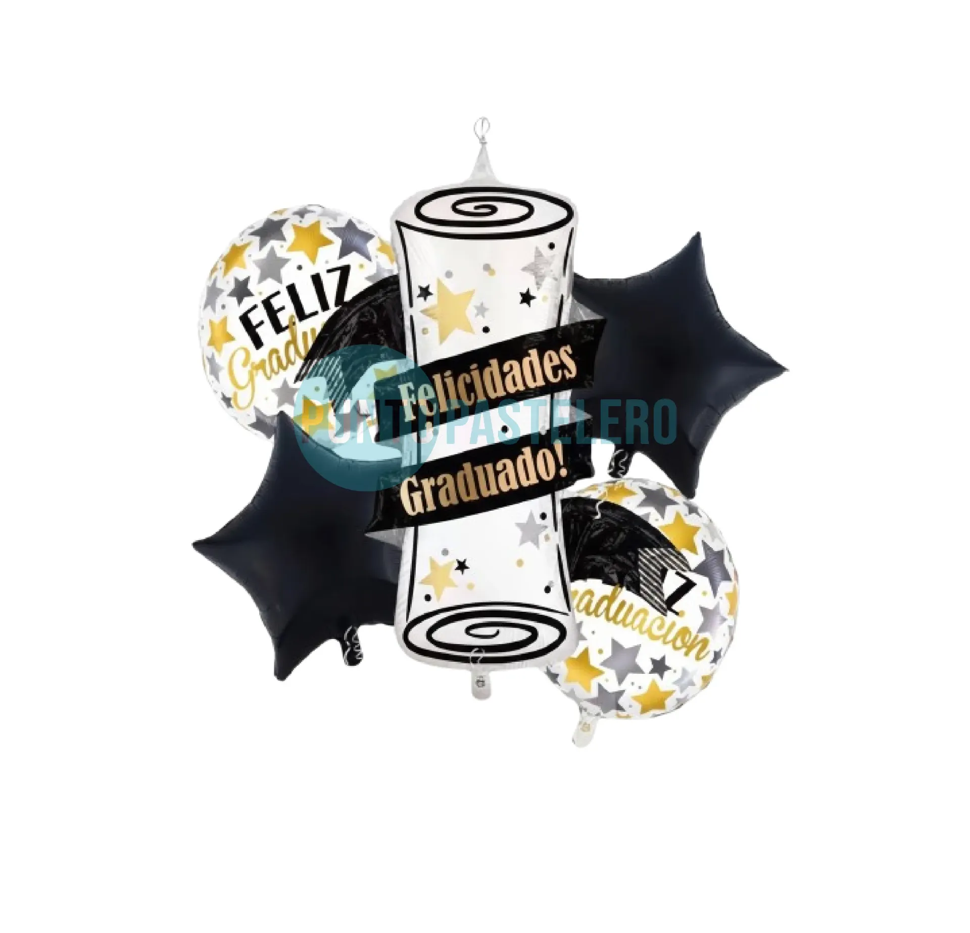 SET DE GLOBOS FELICIDADES GRADUADO (5 PZ)