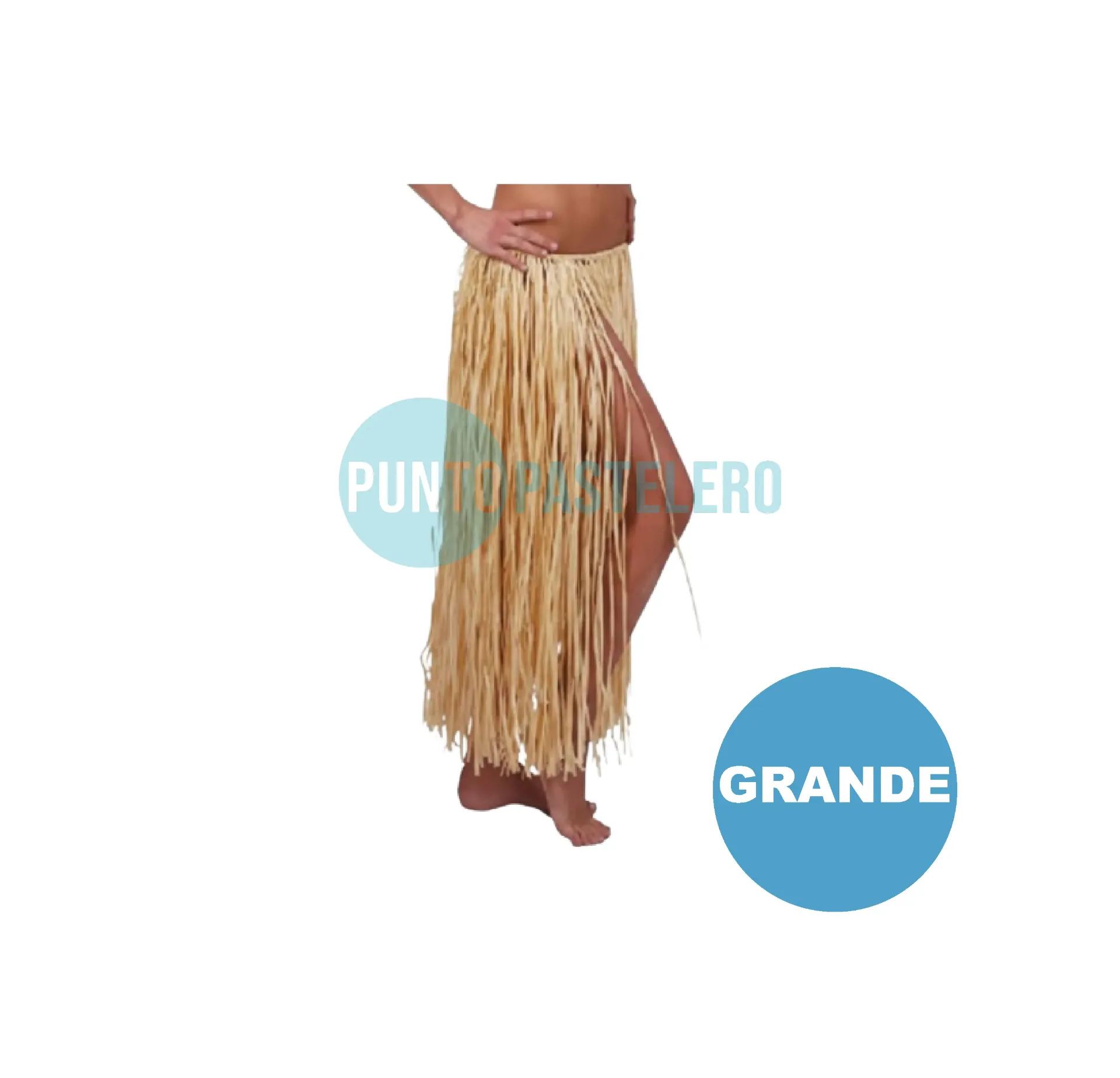 POLLERA HAWAIANA PLASTICA GRANDE NATURAL