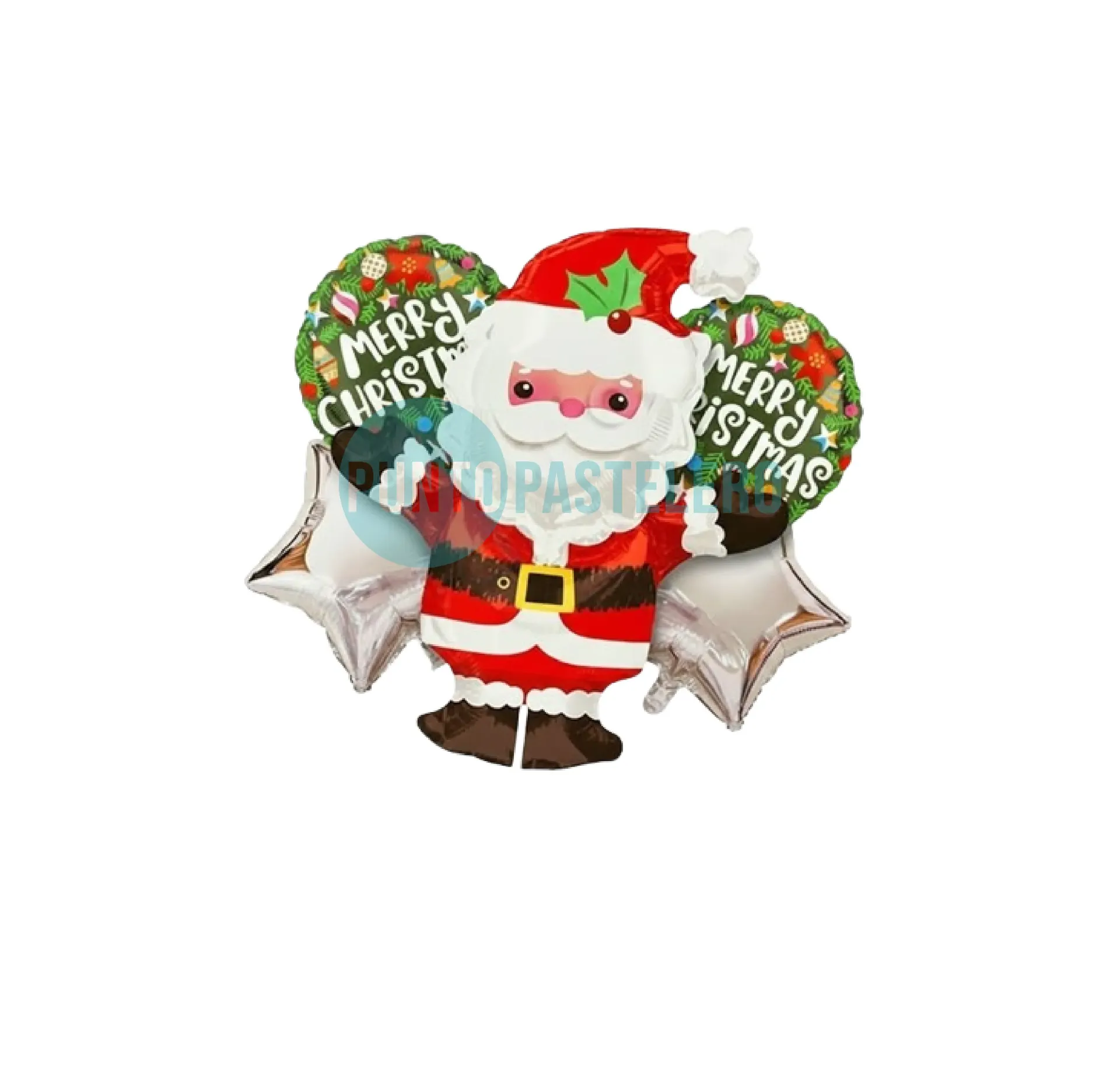 SET GLOBO METALIZADO NAVIDAD PAPA NOEL ABRAZO (5 PZ)