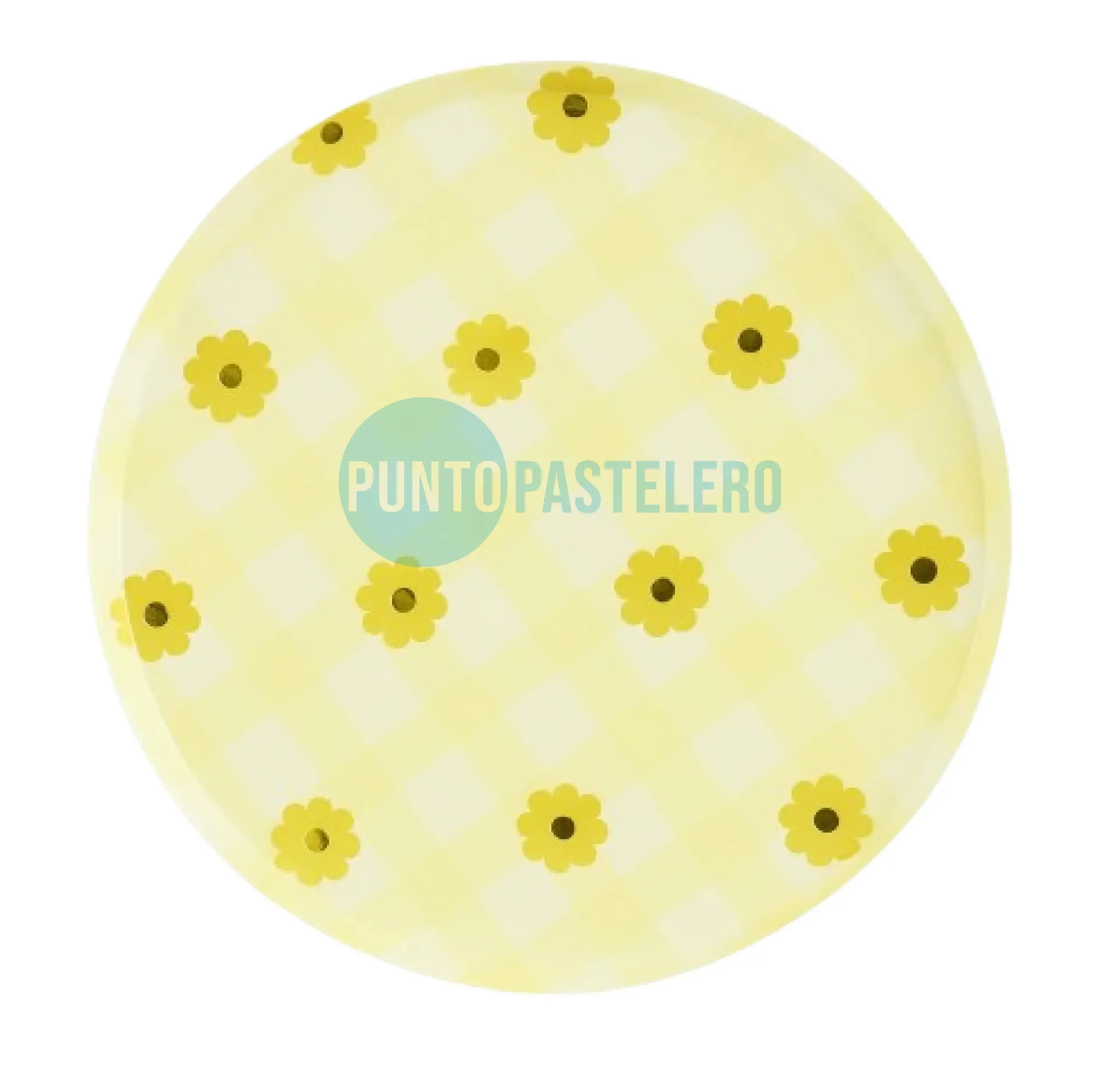 PLATO "CUADRILLE MARGARITAS" AMARILLO PASTEL (X 10 U.)