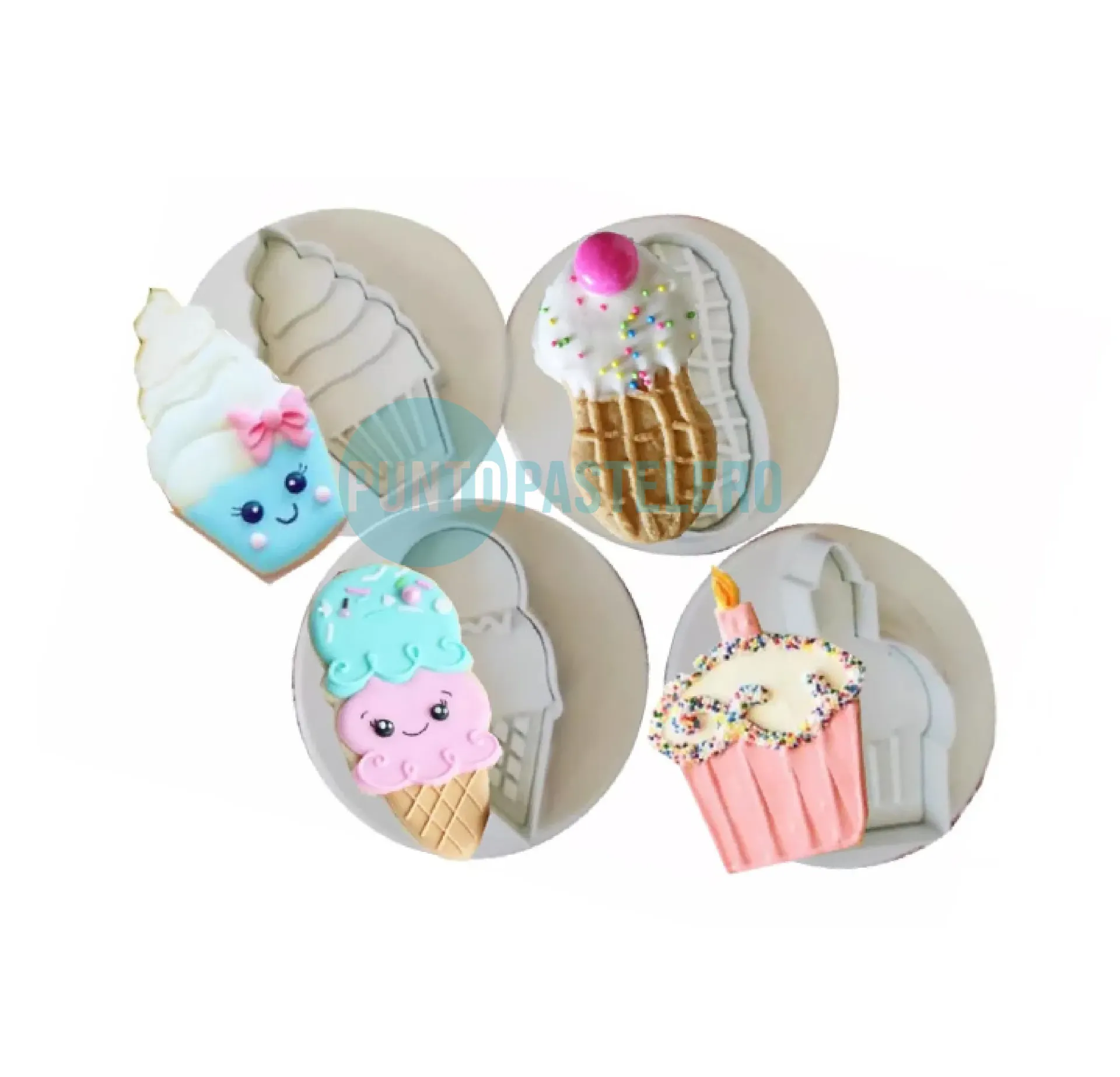 [6929242009616] CORTANTE CON EXPULSOR HELADO-CUPCAKE-MANI (X 4 U.)