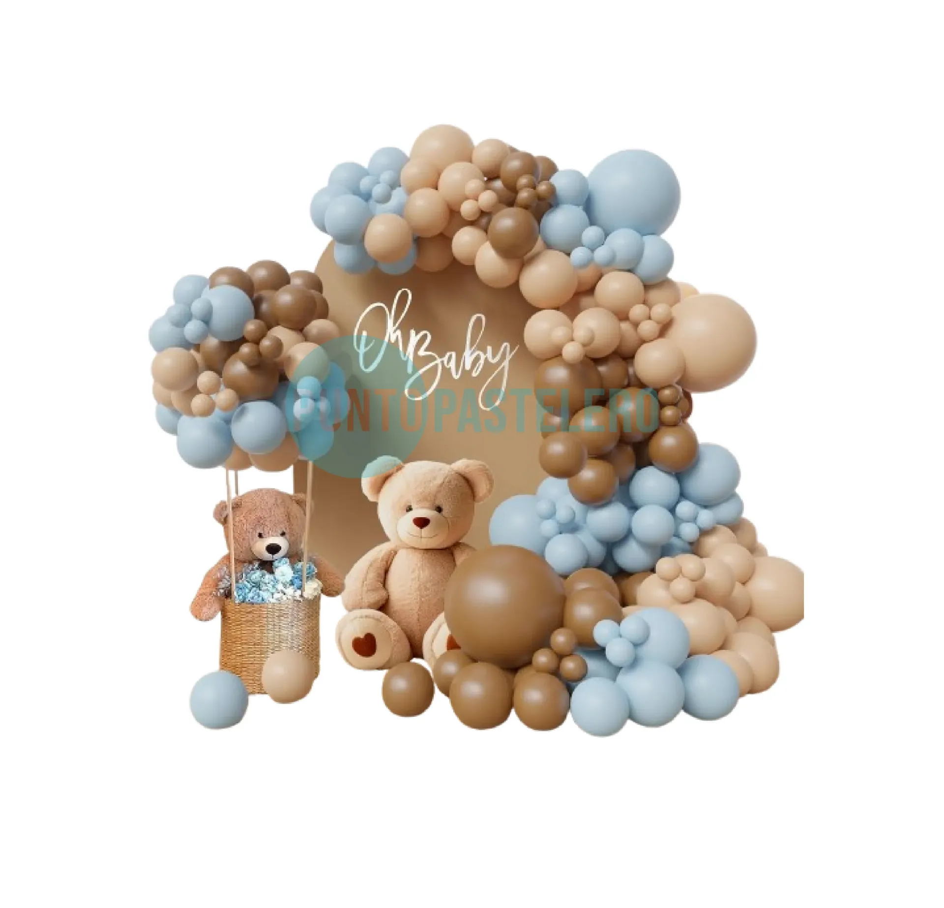 [7813690824015] SET DE GLOBOS MARRON Y CELESTE OSO (100 PZ)