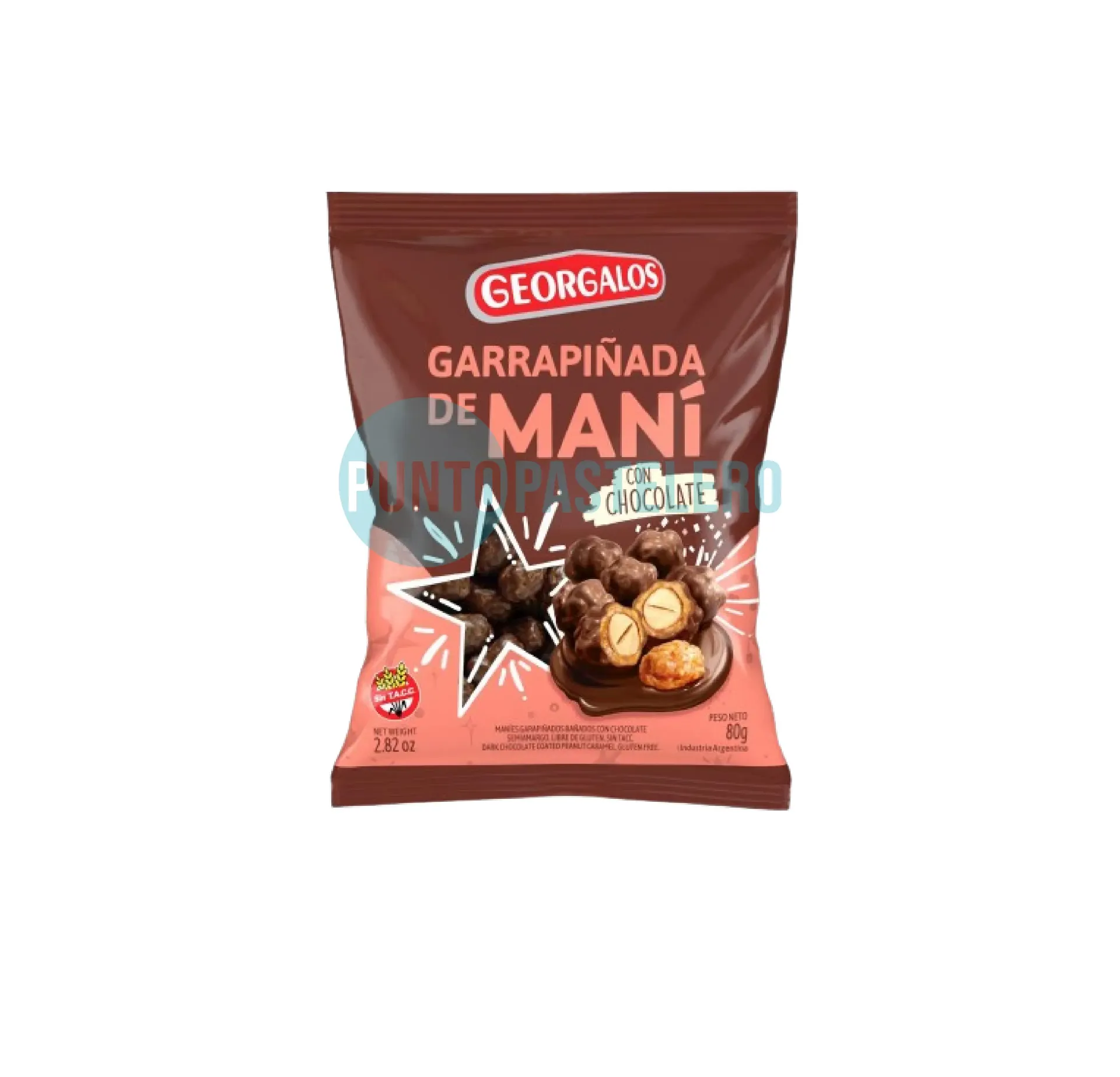 [7790380037811] GARRAPIÑADA DE MANI CON CHOCOLATE GEORGALOS (X 80 GR.)  (SIN TACC)