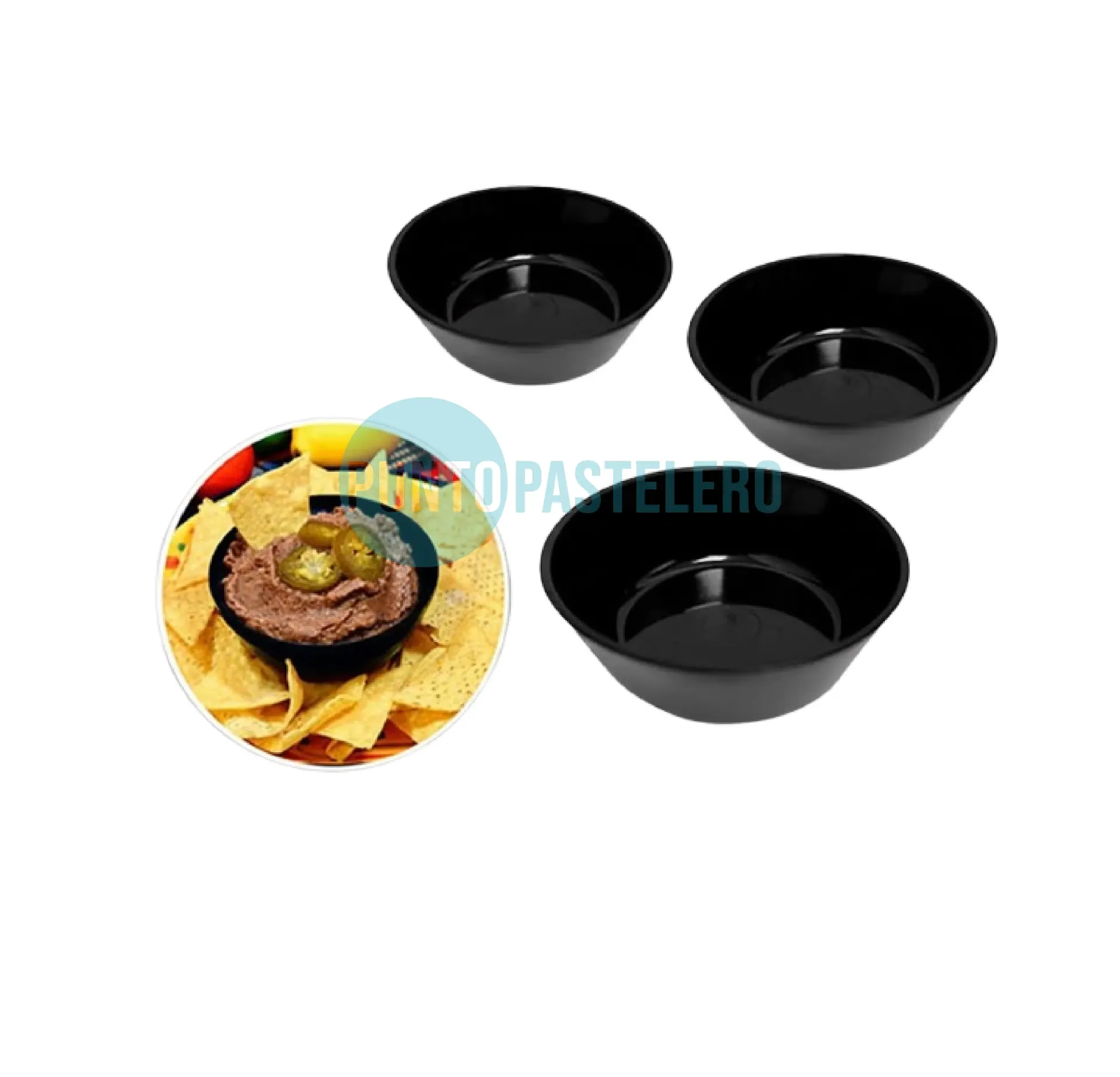 CAZUELA PLASTICO NEGRO RIGIDO MEDIANA (8.5X3CM)