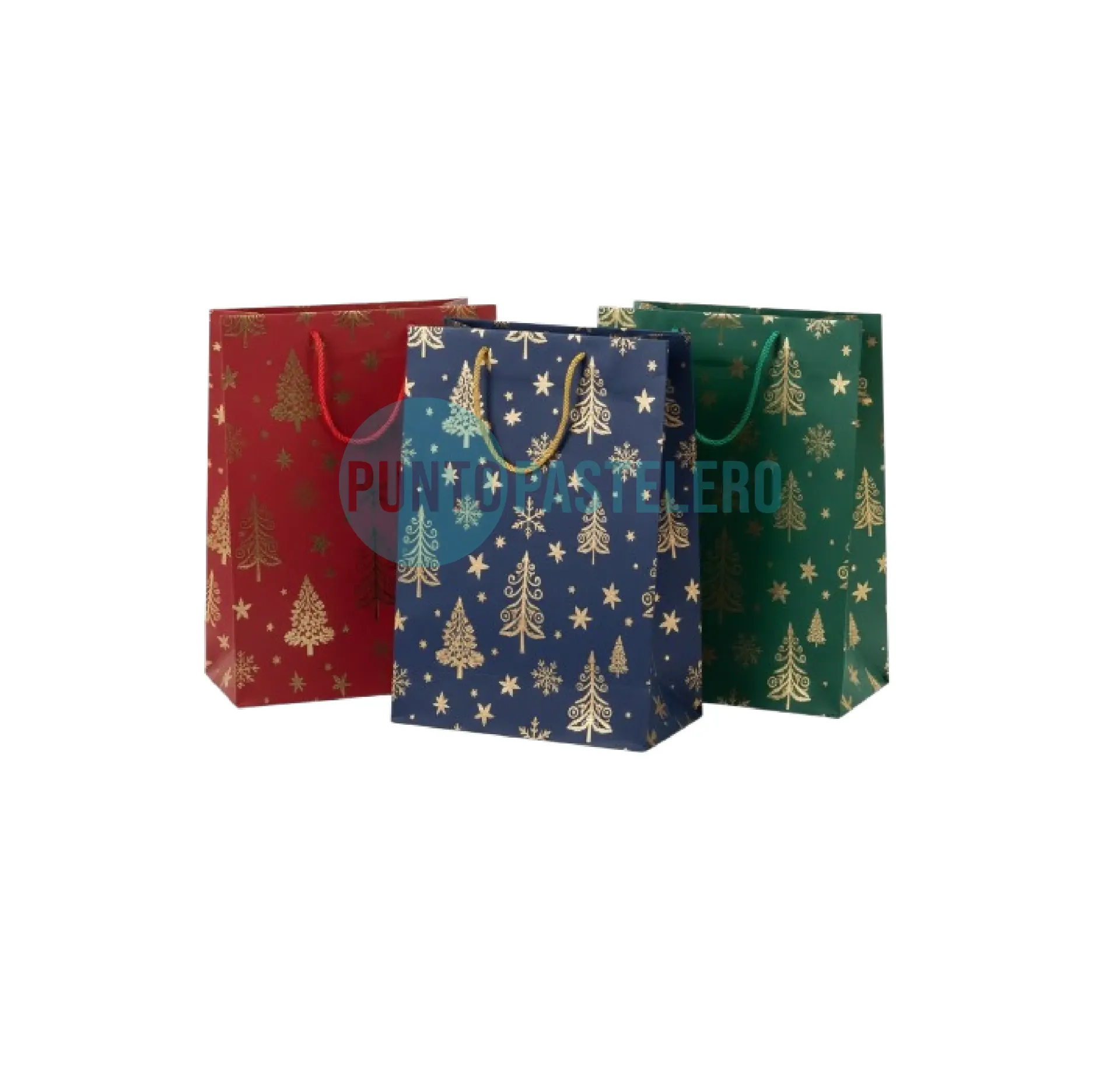 [3025199301063] BOLSA NAVIDEÑA STAMPING PINO DORADO CON TARJETA