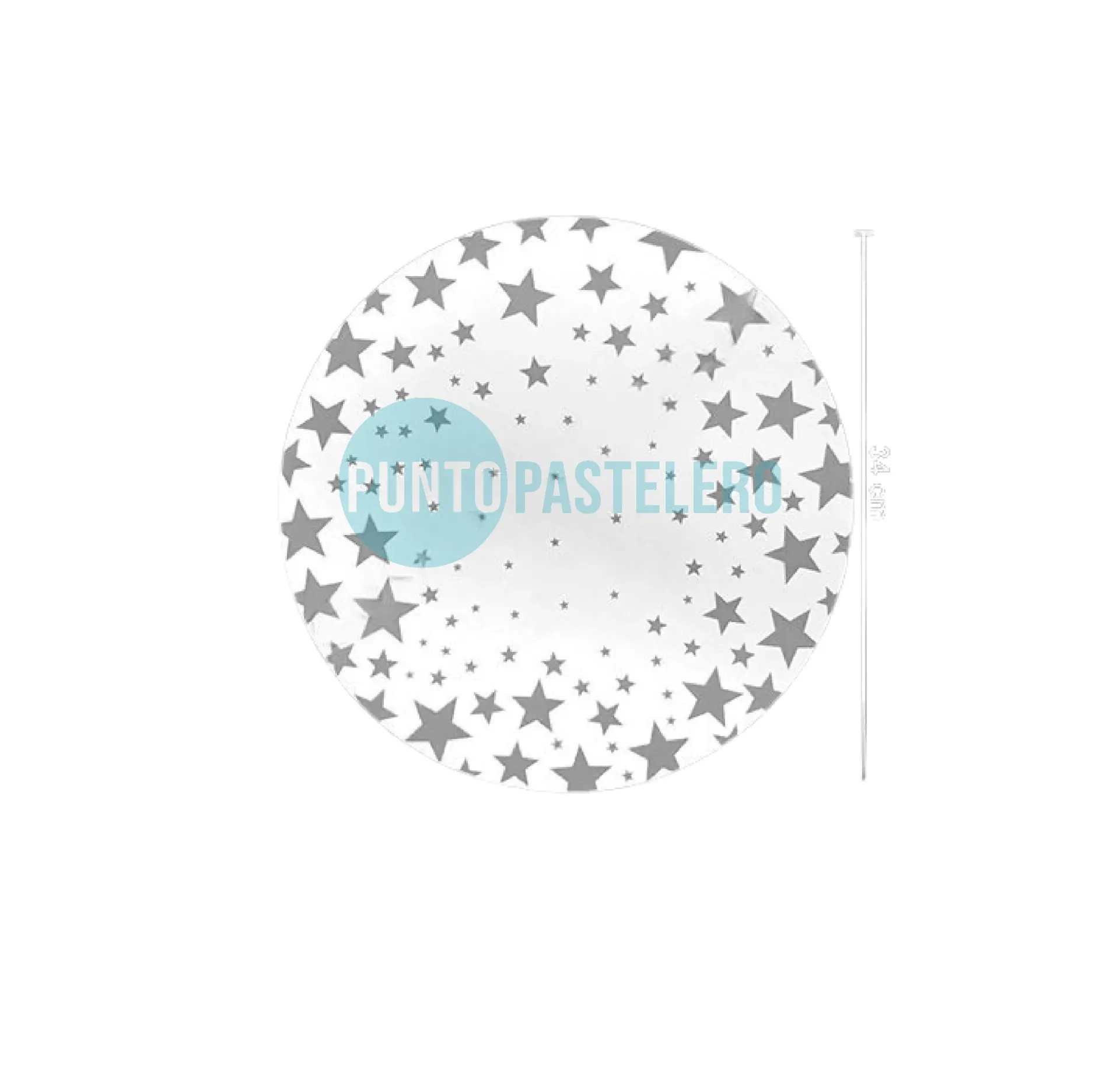 PLATOS DE SITIO ESTRELLLAS PLATEADAS (X 20 U.)