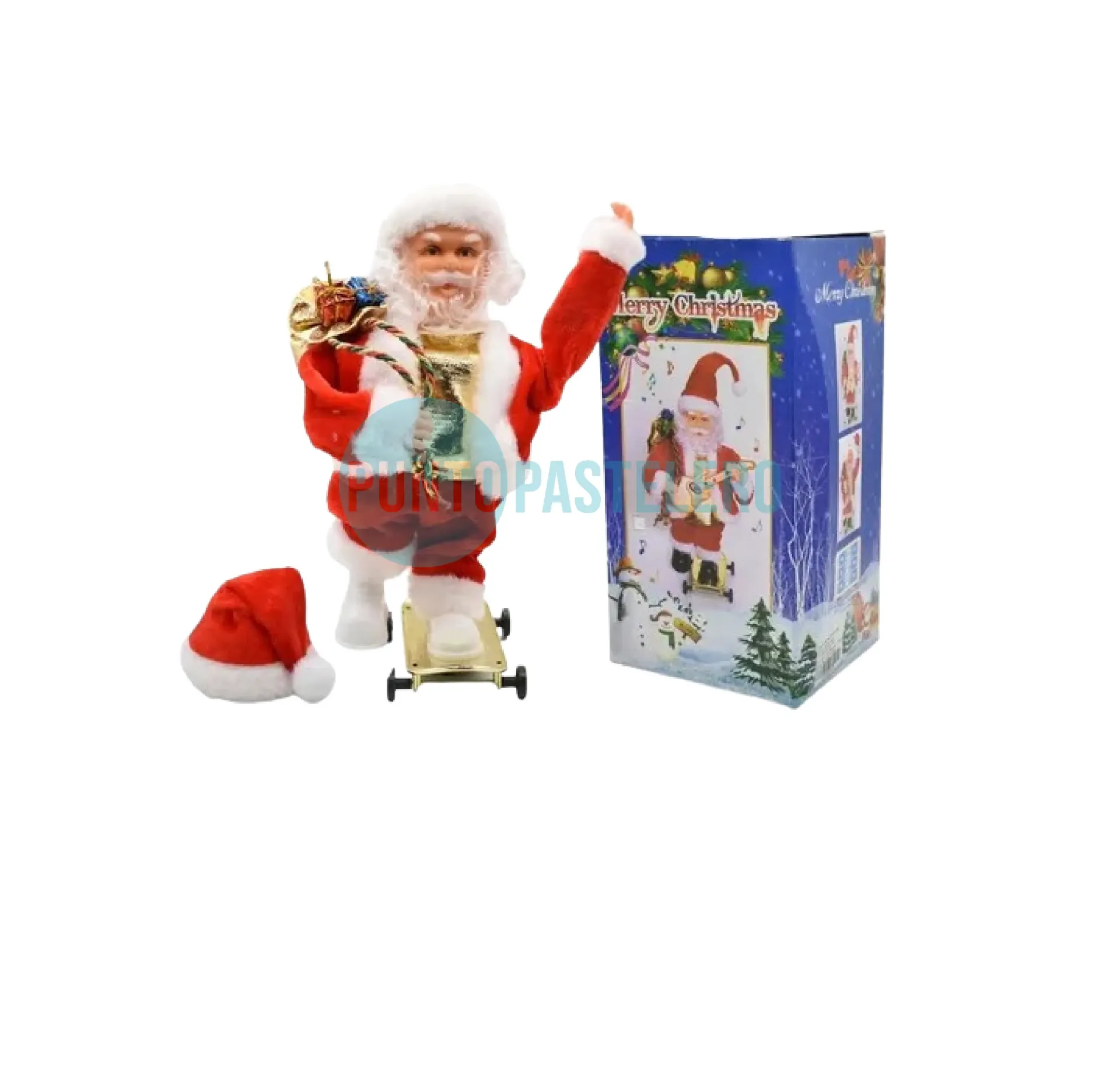 ADORNO PAPA NOEL PATINETA CON MOVIMIENTO Y LUZ
