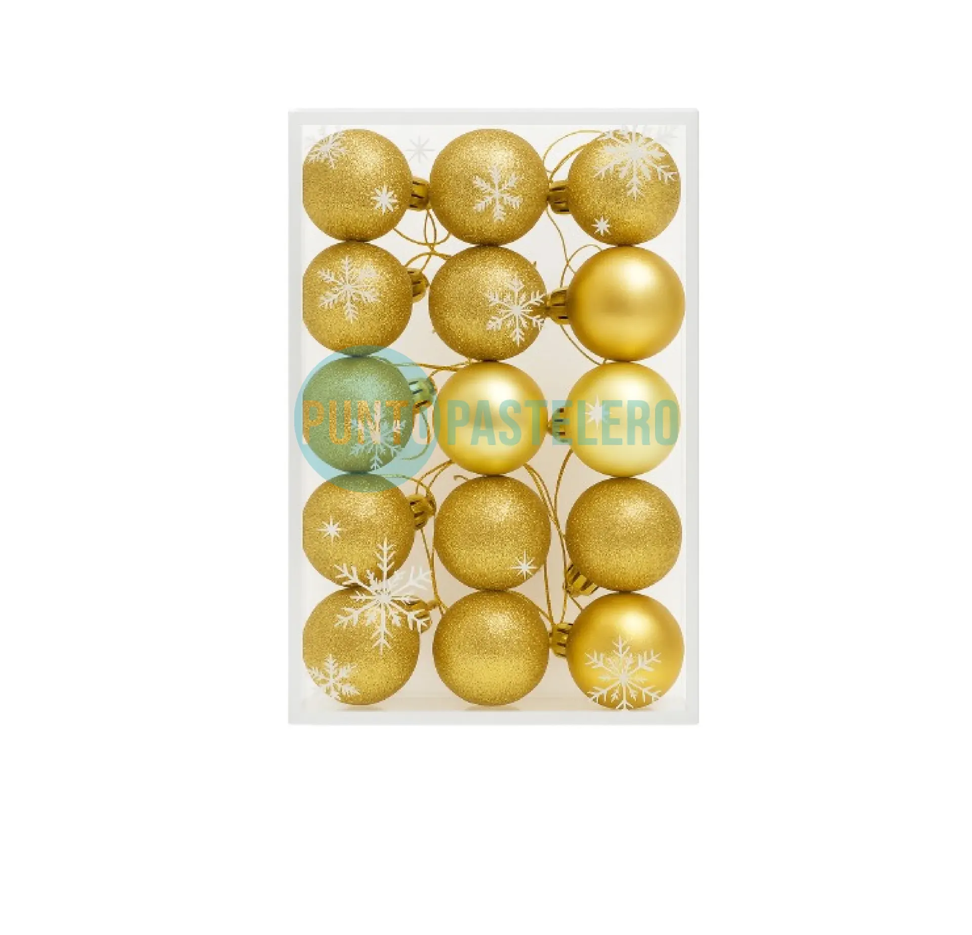 SET NAVIDEÑO DORADO Y CREMA (X 15 U.)