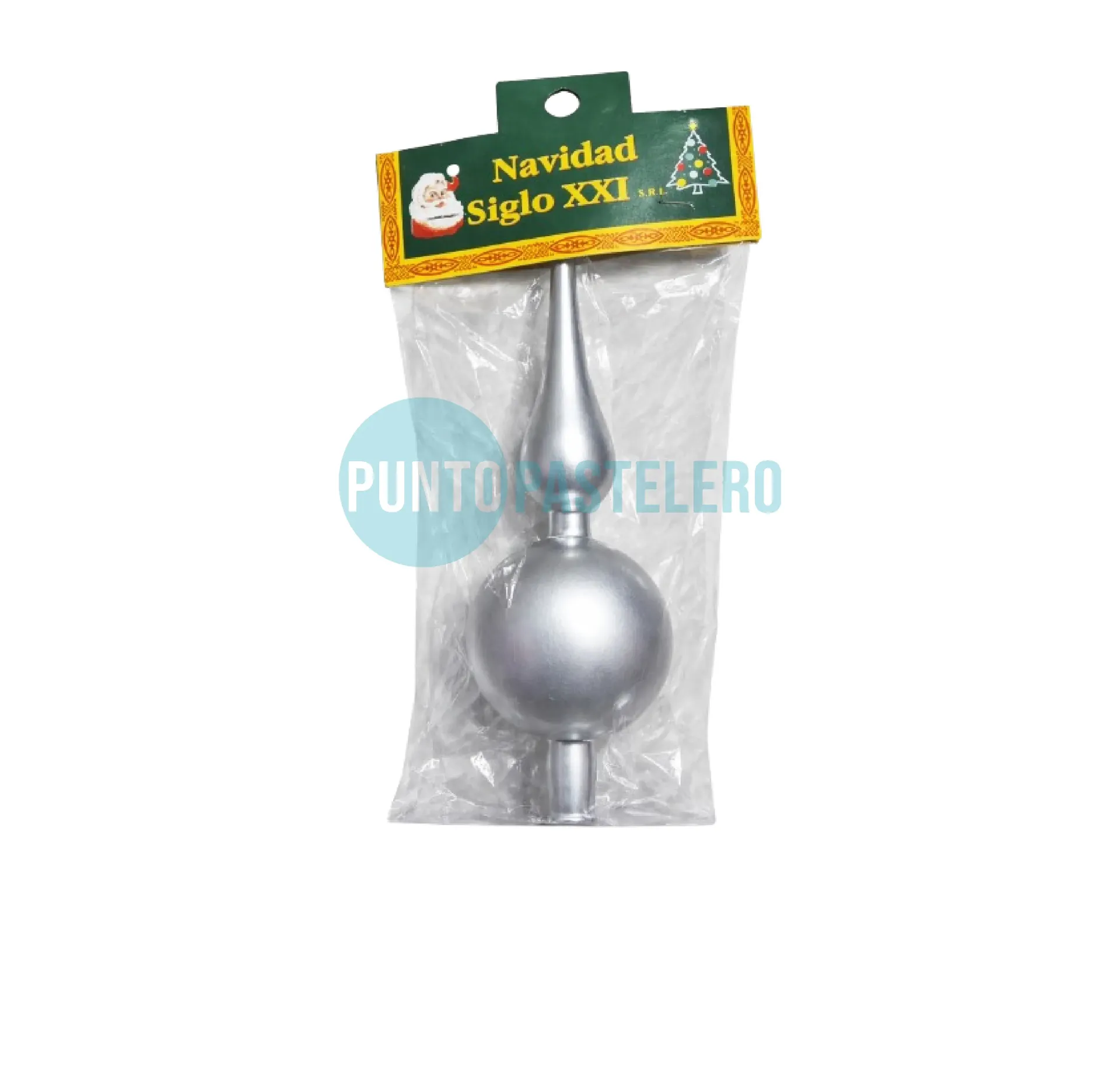 ADORNO NAVIDEÑO PUNTAL PLATEADO 17 CM