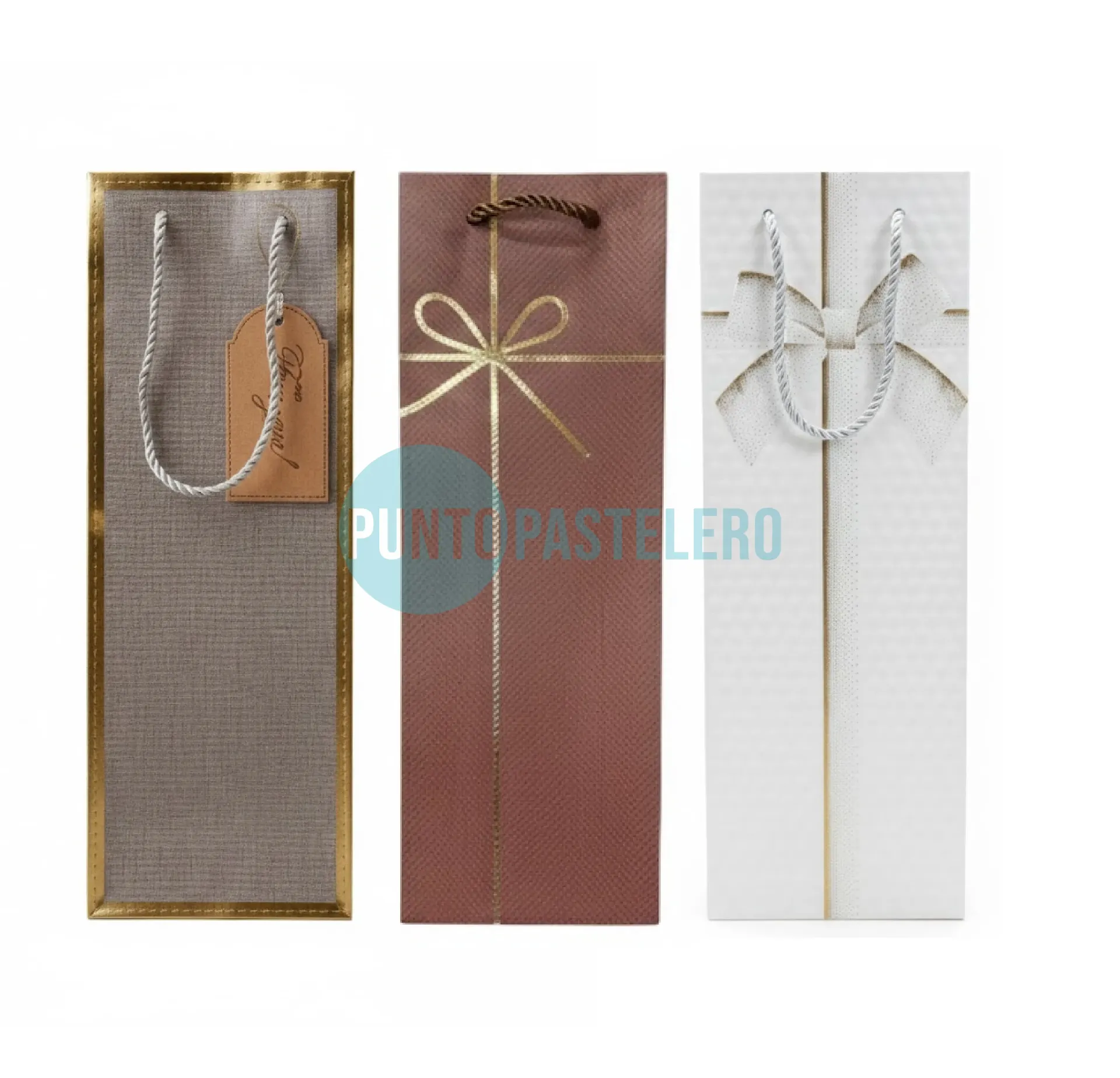 BOLSA NAVIDEÑA PARA BOTELLA CON TARJETA Y TEXTURA