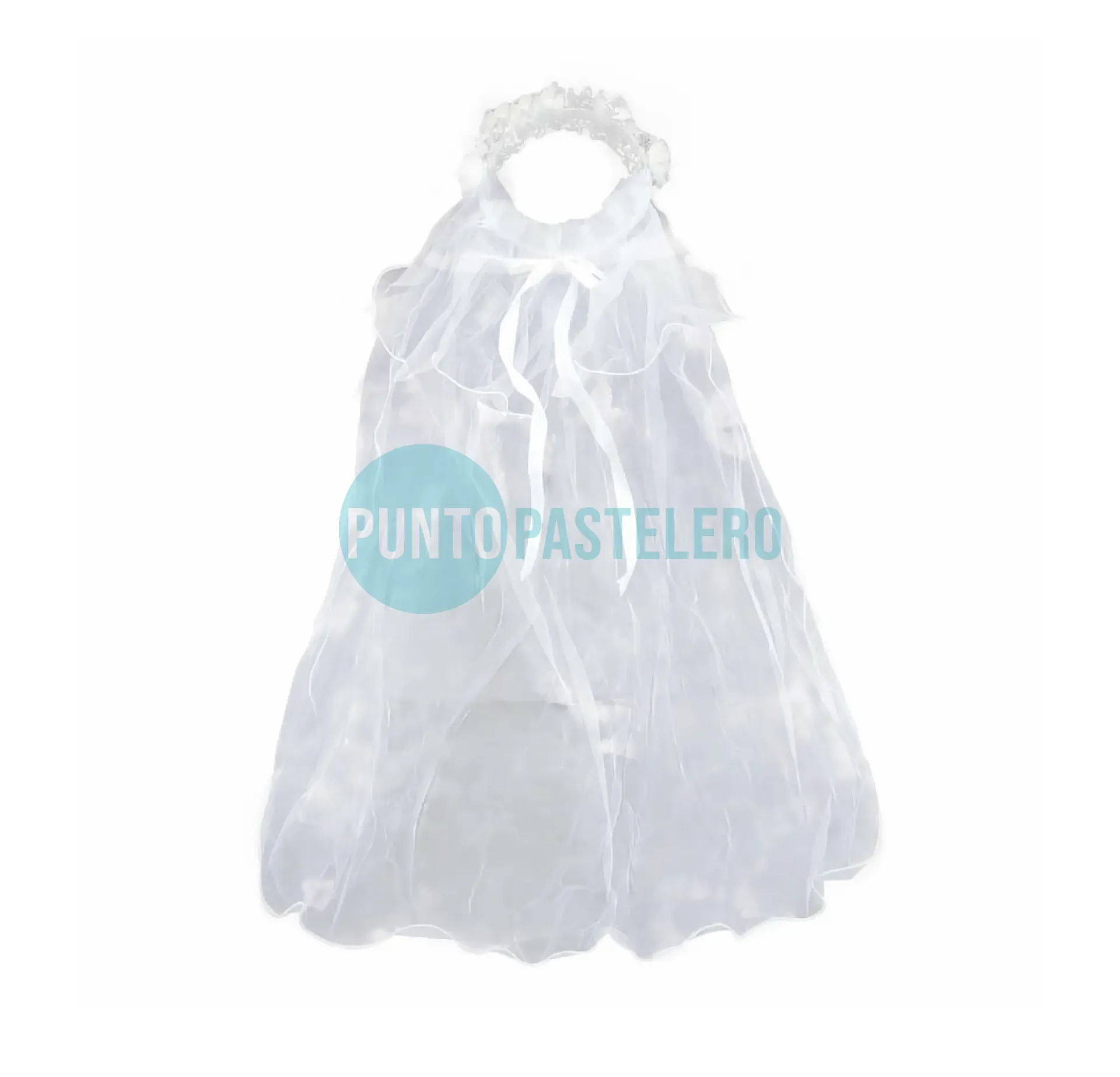 VELO DE NOVIA BLANCO 60 CM (CON PERLAS Y FLOR)