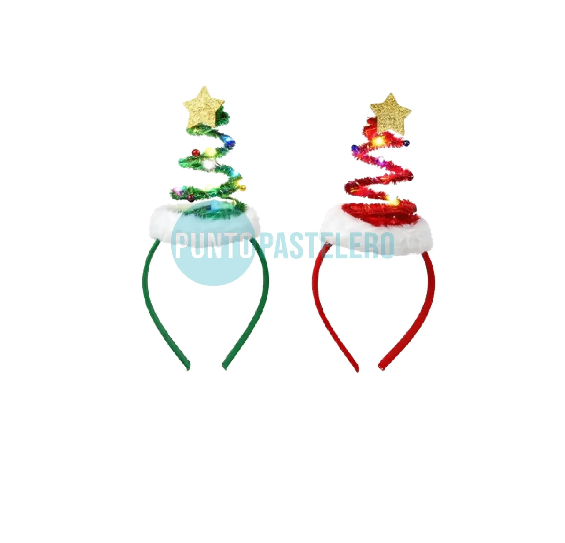 VINCHA ARBOL NAVIDEÑO CON LUZ LED (COLORES SURTIDOS)