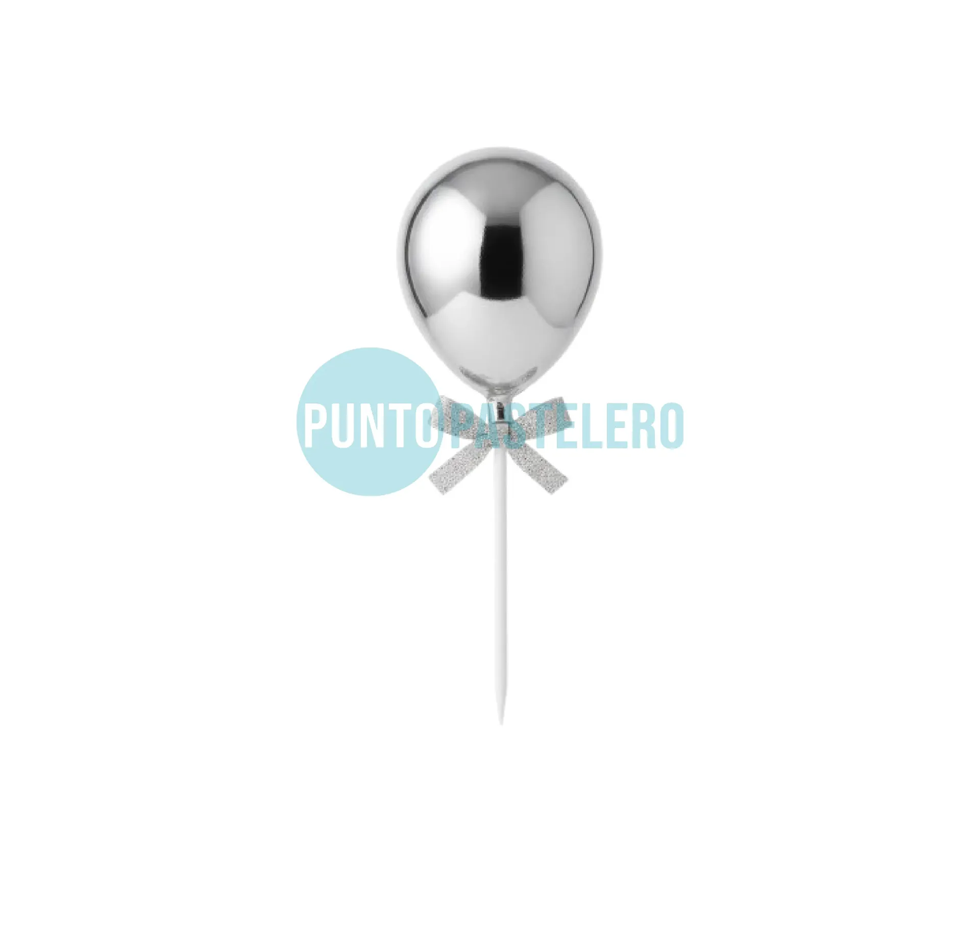  CAKE TOPPER GLOBO PLATEADO