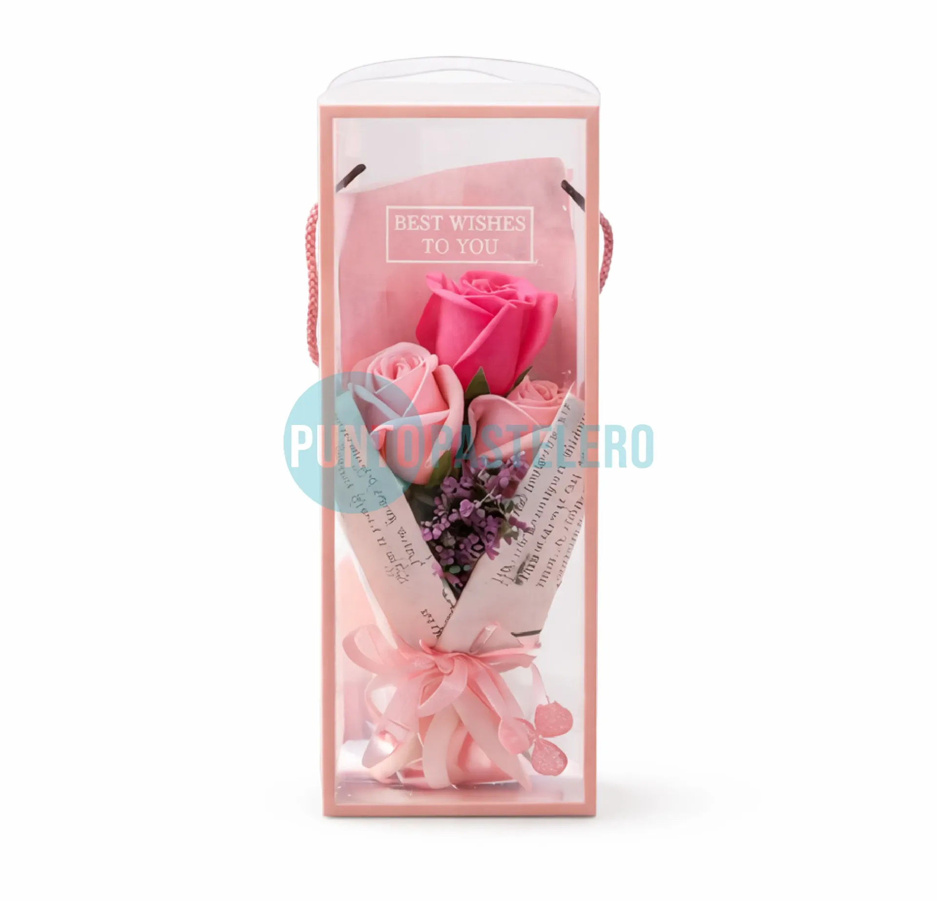 RAMO DE 3 ROSAS CON CAJA EXHIBIDORA (10.5X8X25CM) (COLORES SURTIDOS) (LC-118)