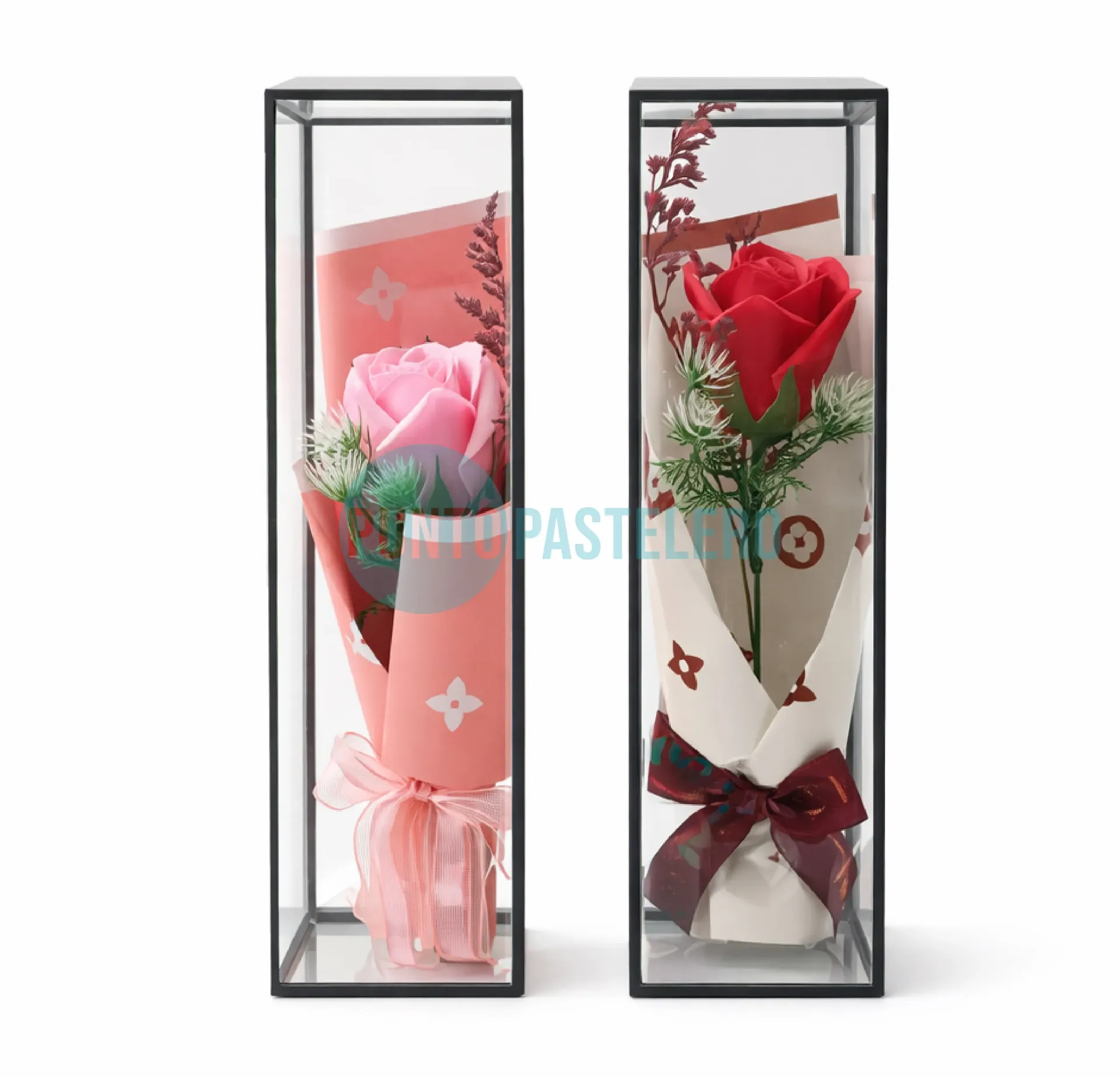 ROSA CON CAJA EXHIBIDORA (27X7.5X7.5 CM) (COLORES SURTIDOS) (LC-121)