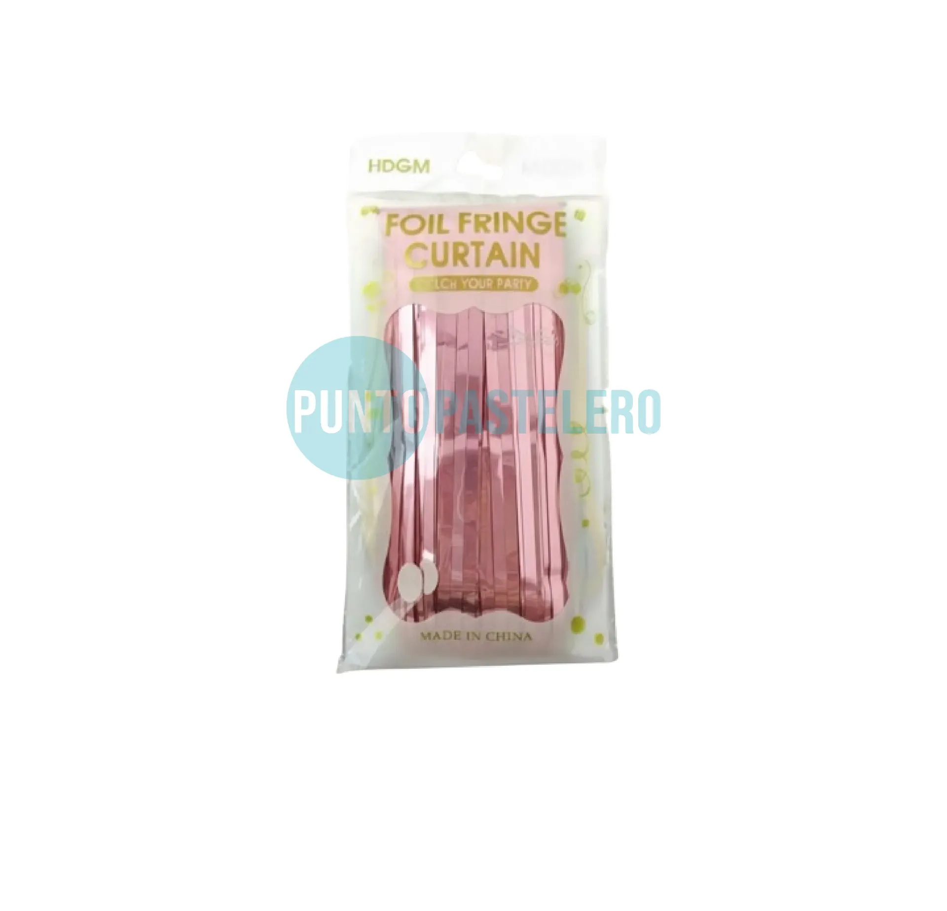 CORTINA SATINADA ROSA FOIL FRINGE (1 X 2 MT.)