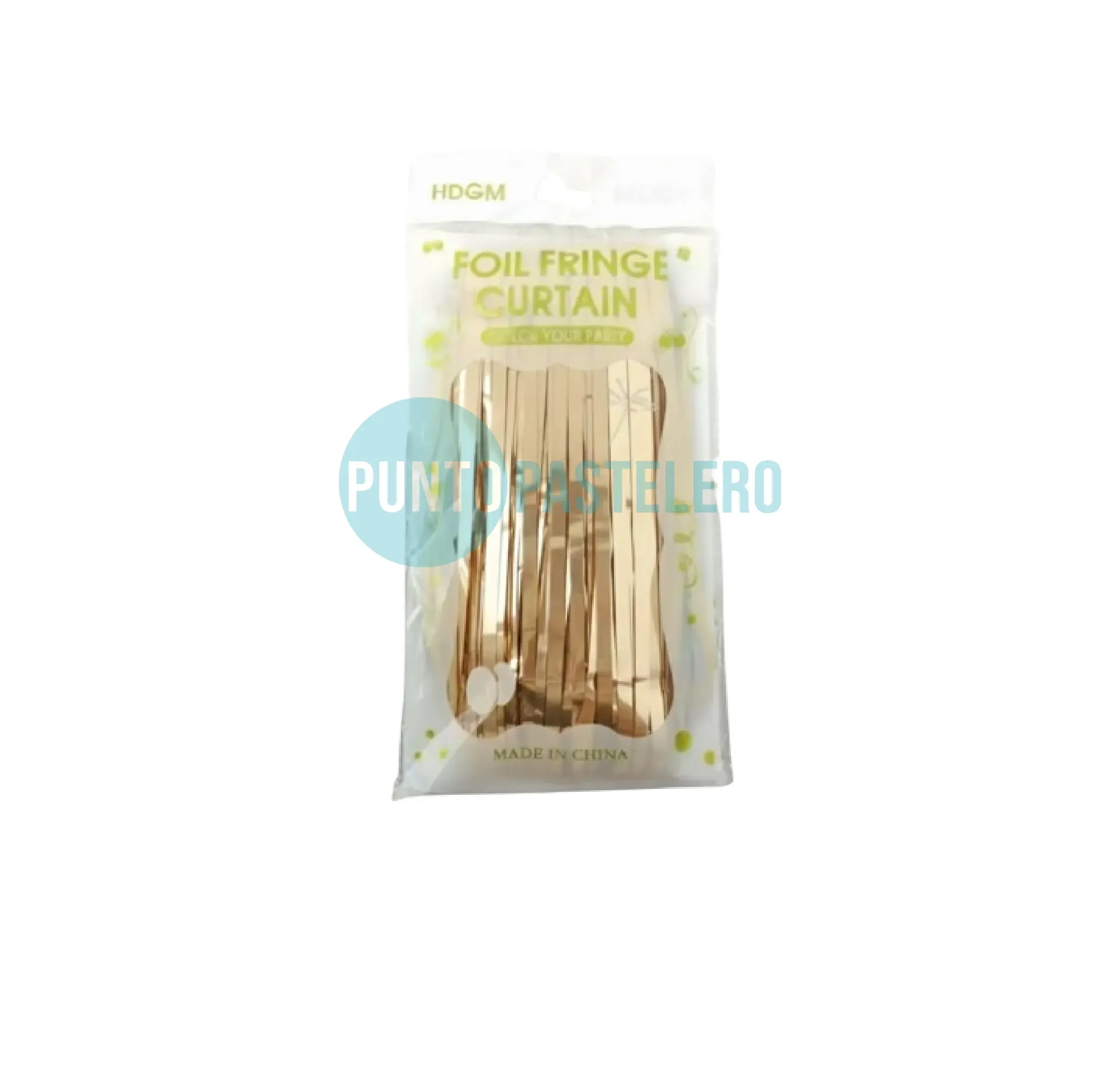 CORTINA SATINADA CHAMPAGNE FOIL FRINGE (1 X 2 MT.)
