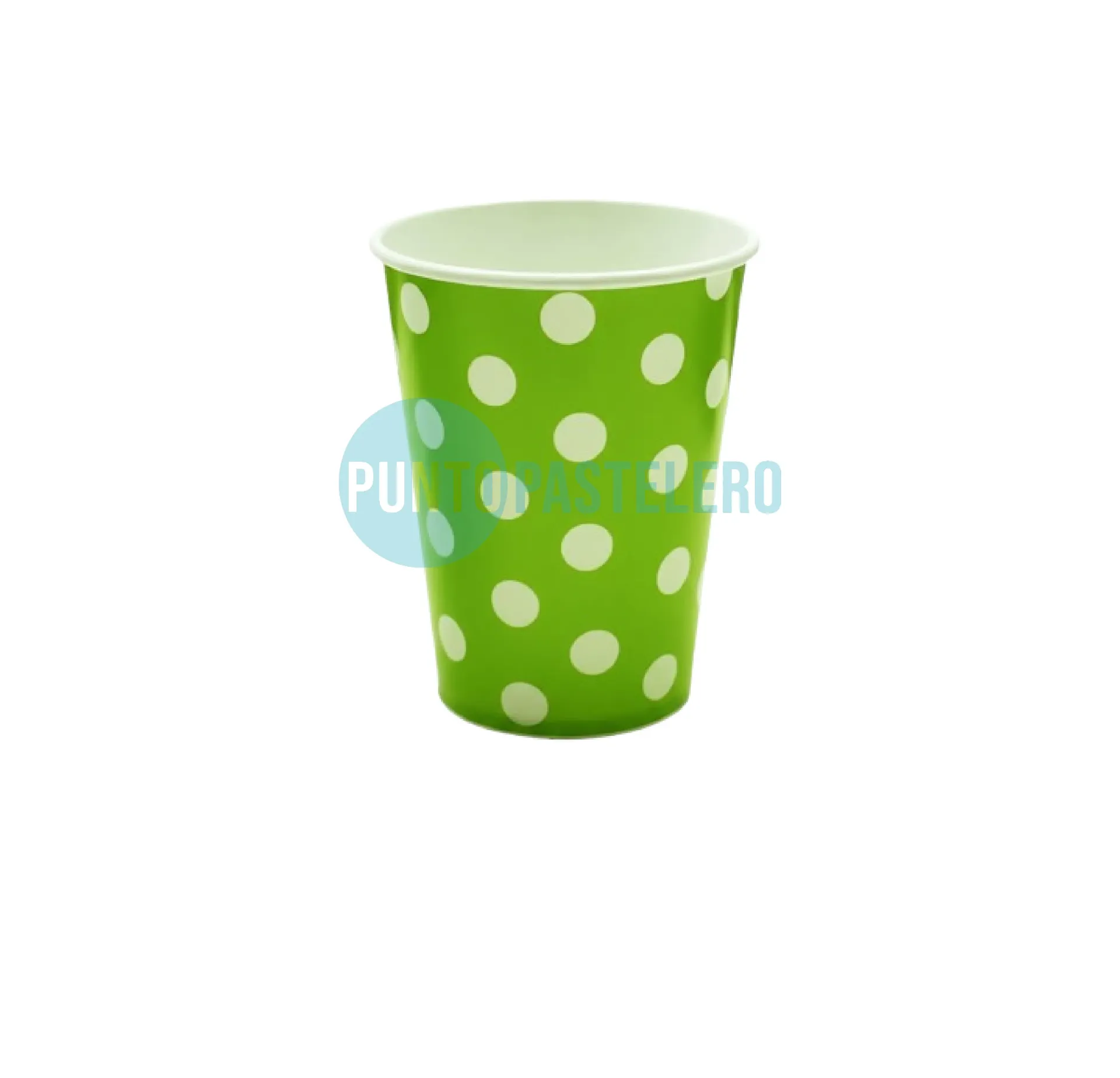 VASO POLIPAPEL VERDE A LUNARES (10 U.)