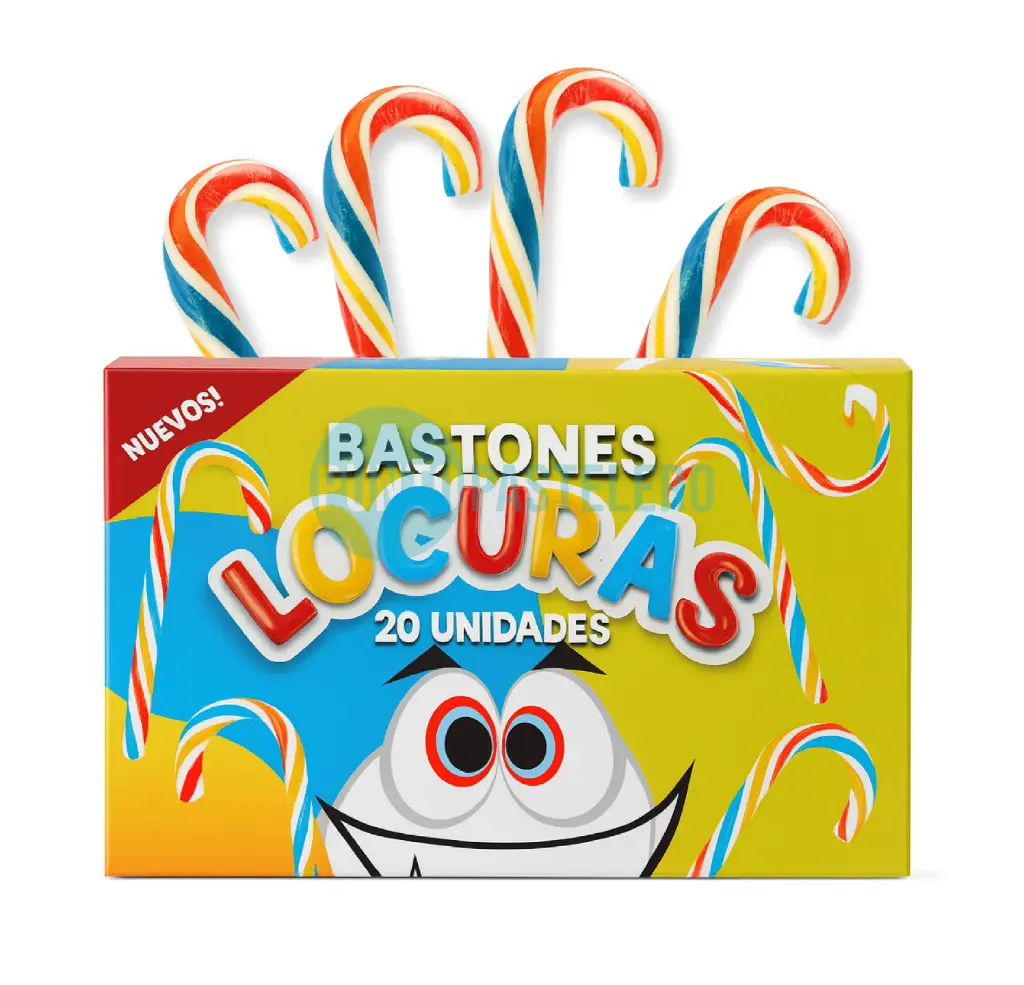 BASTON DE CARAMELO MULTICOLOR CHICO LOCURAS (X U.)