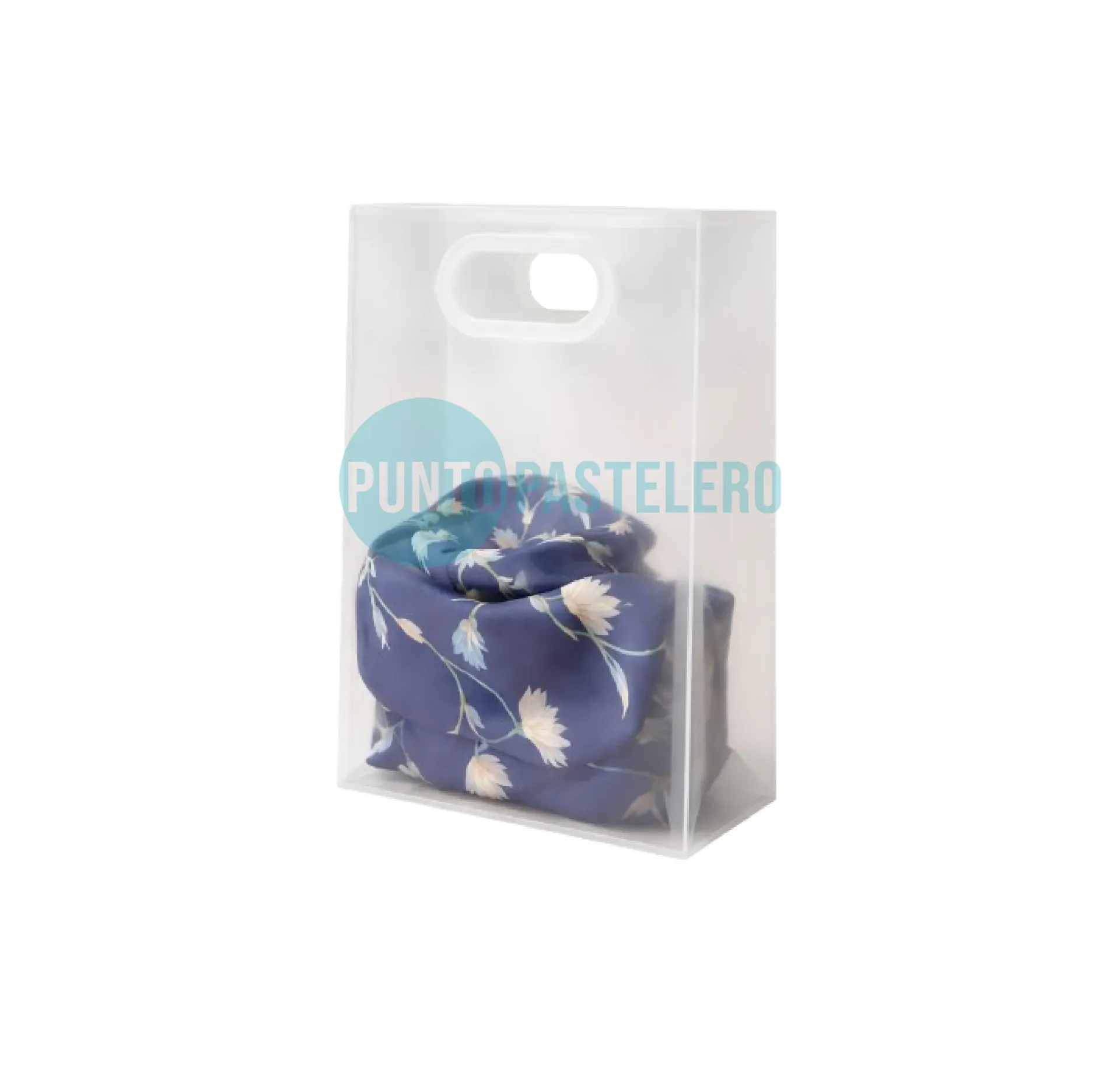 BOLSA DE REGALO PVC TRANSPARENTE BORDE BLANCO (35X24X10 CM) (BR1278-3211)