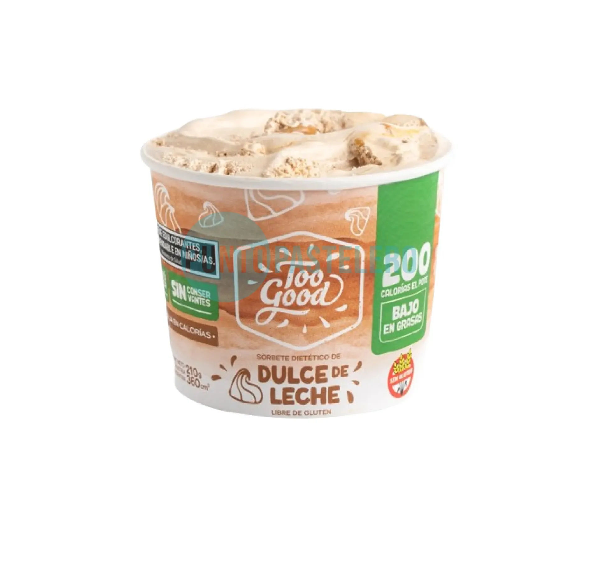 HELADO BAJO EN CALORIAS DULCE DE LECHE TOO GOOD (X 210 GR.) (SIN TACC) (SIN AZUCAR)