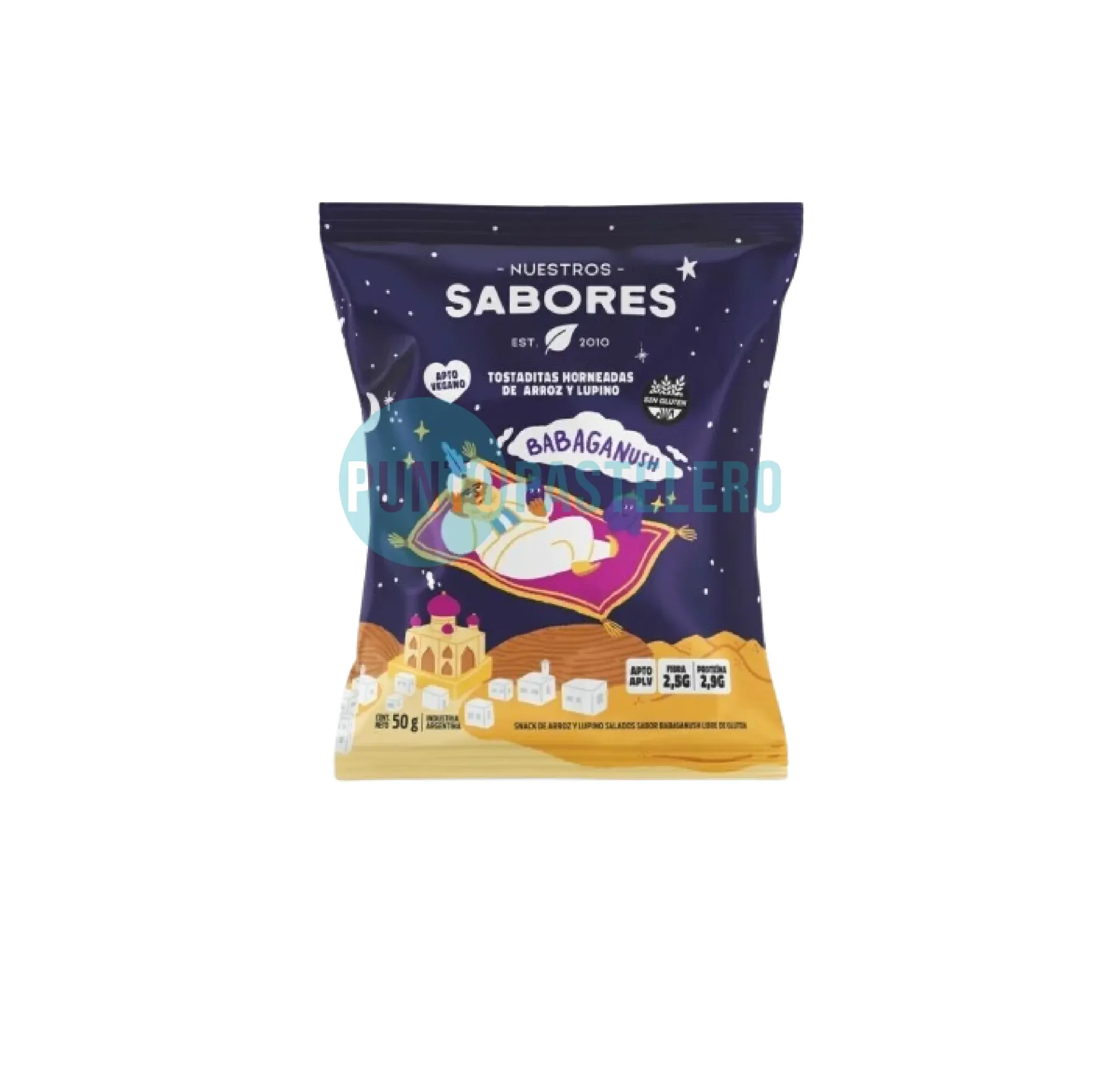 TOSTADITAS DE ARROZ BABAGANUSH NUESTROS SABORES (X 50 GR.) (SIN TACC)