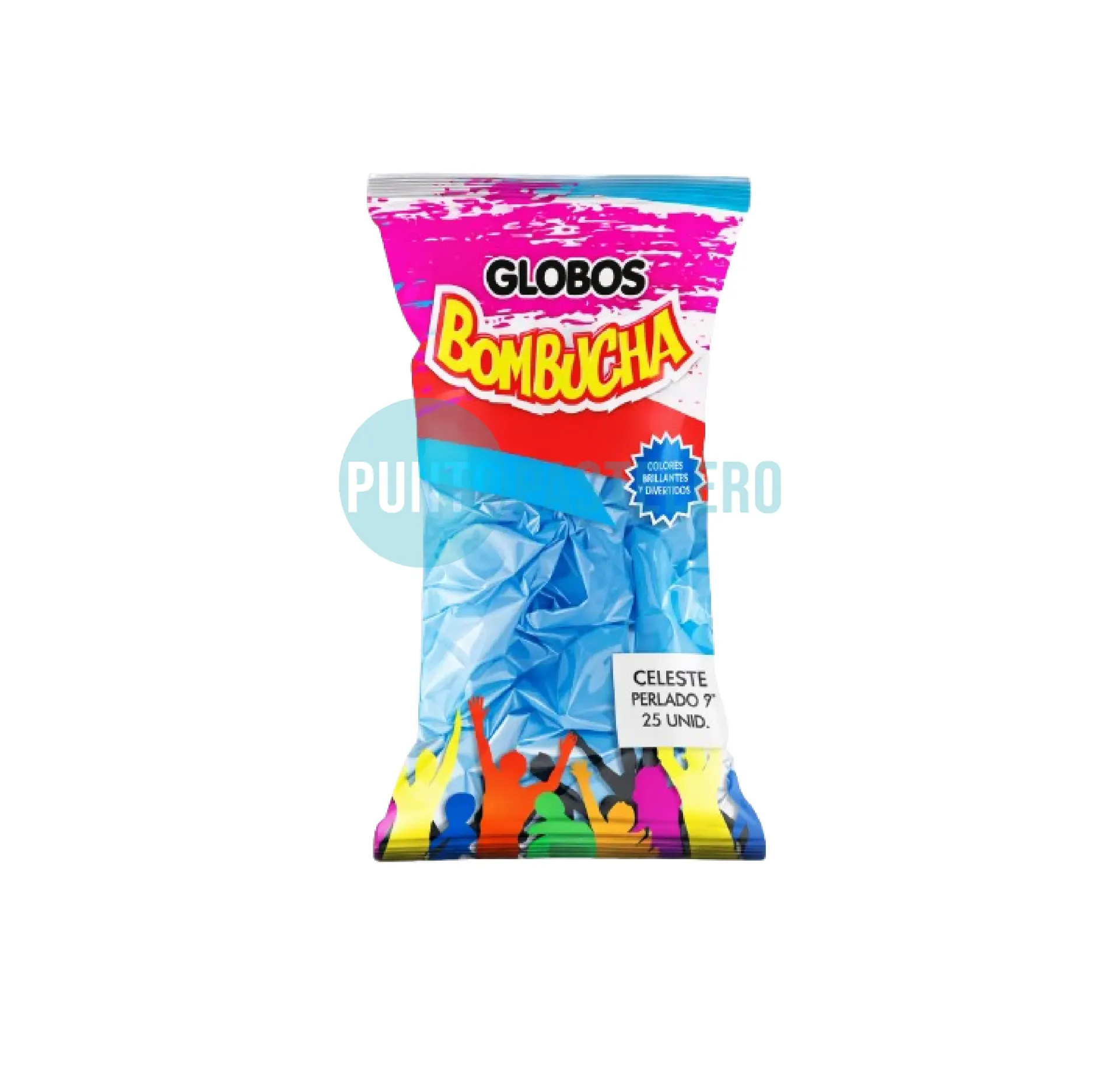 GLOBO BOMBUCHA PERLADO CELESTE 9" (X 25 U.)