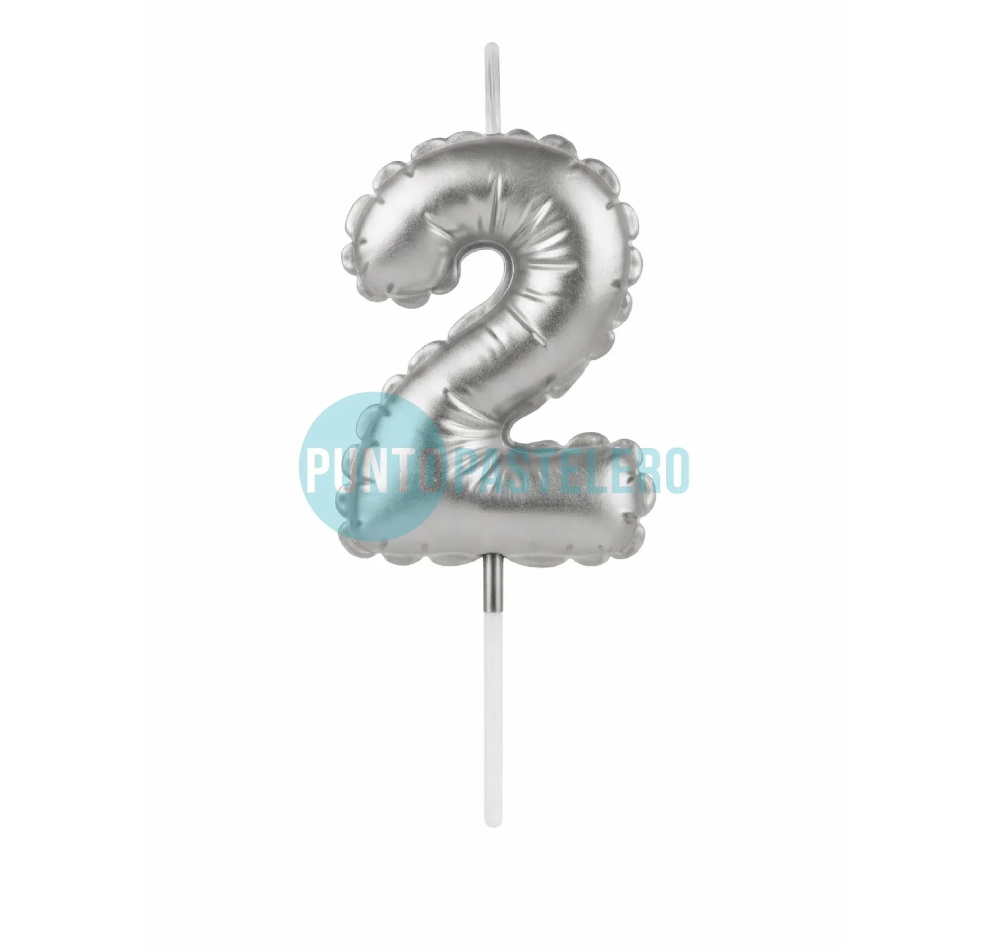 [7453038481427] VELA GLOBITO METALIZADO PLATEADO N° 2
