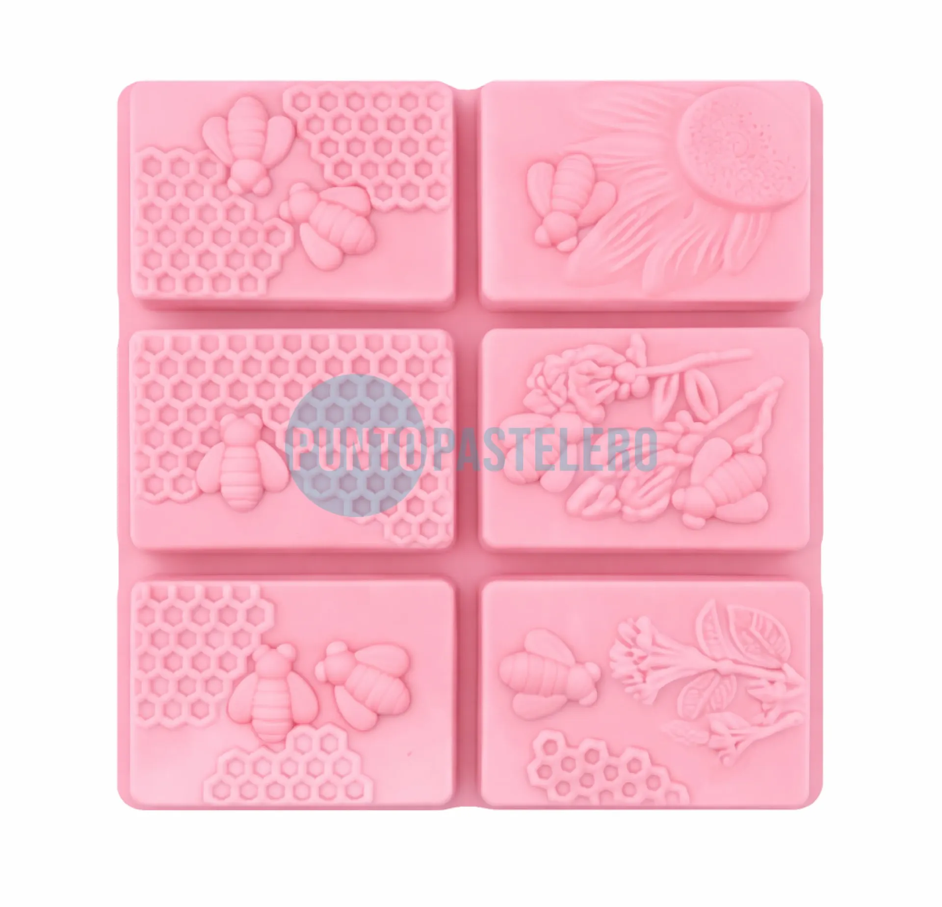 [6971465039154] MOLDE SILICONA PARA JABONES CUADRADOS ABEJA [P]
