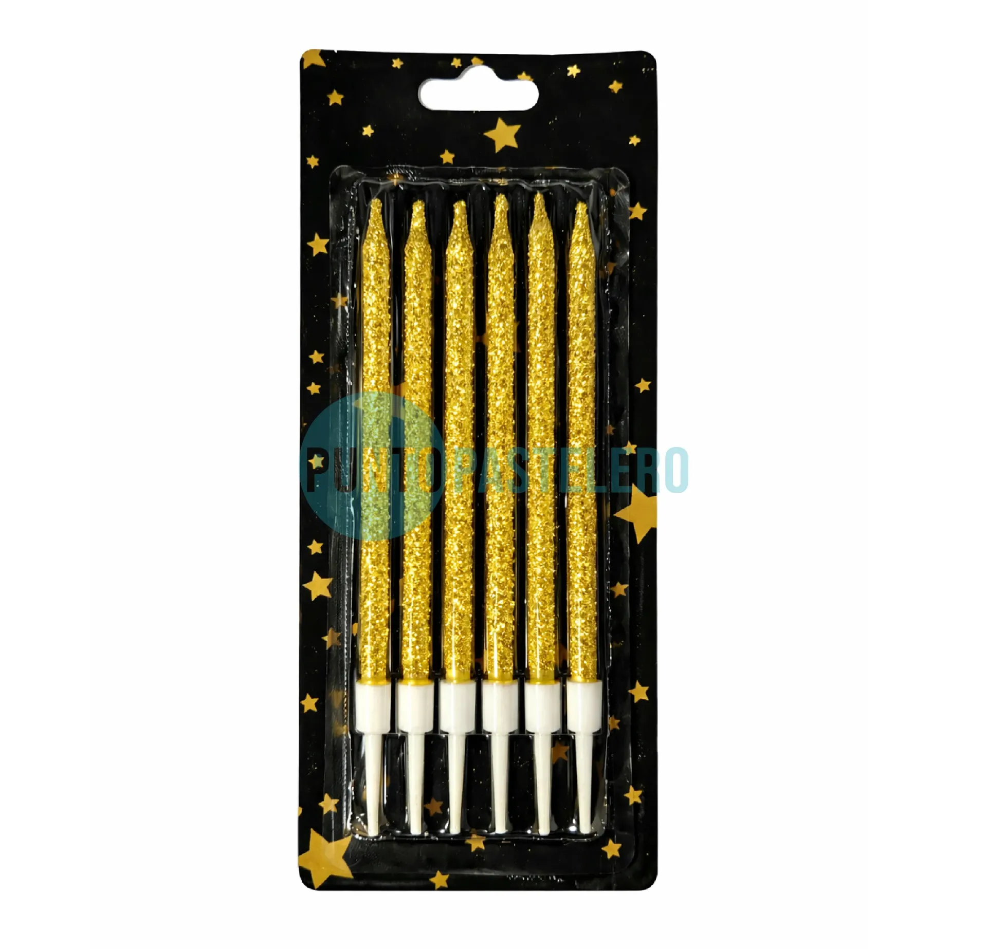 [02684789] VELA METALIZADA GIBREADA 13 CM (DORADO) (6 U.)