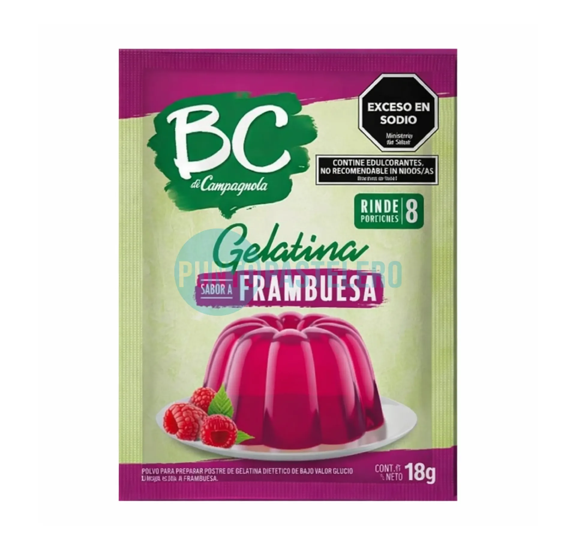 GELATINA BC FRAMBUESA (X 18 GR.) (SIN AZUCAR)