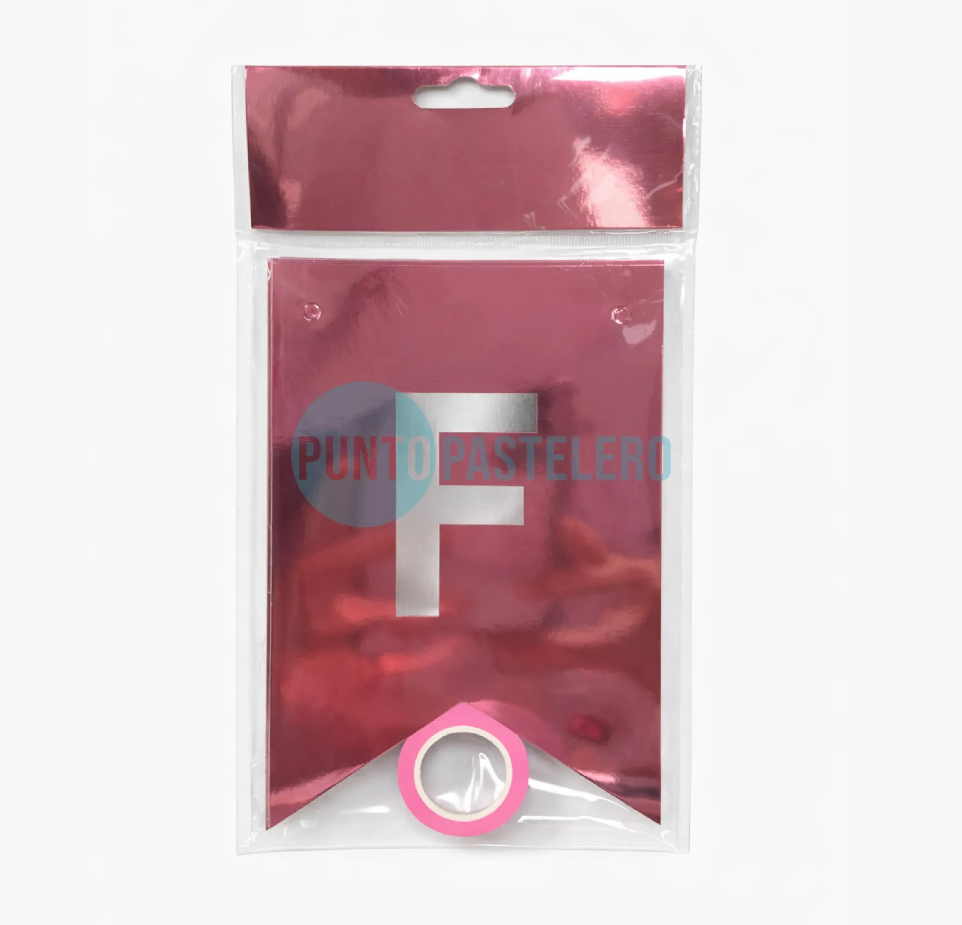 BANDERIN FELIZ CUMPLEAÑOS METALIZADO ROSA