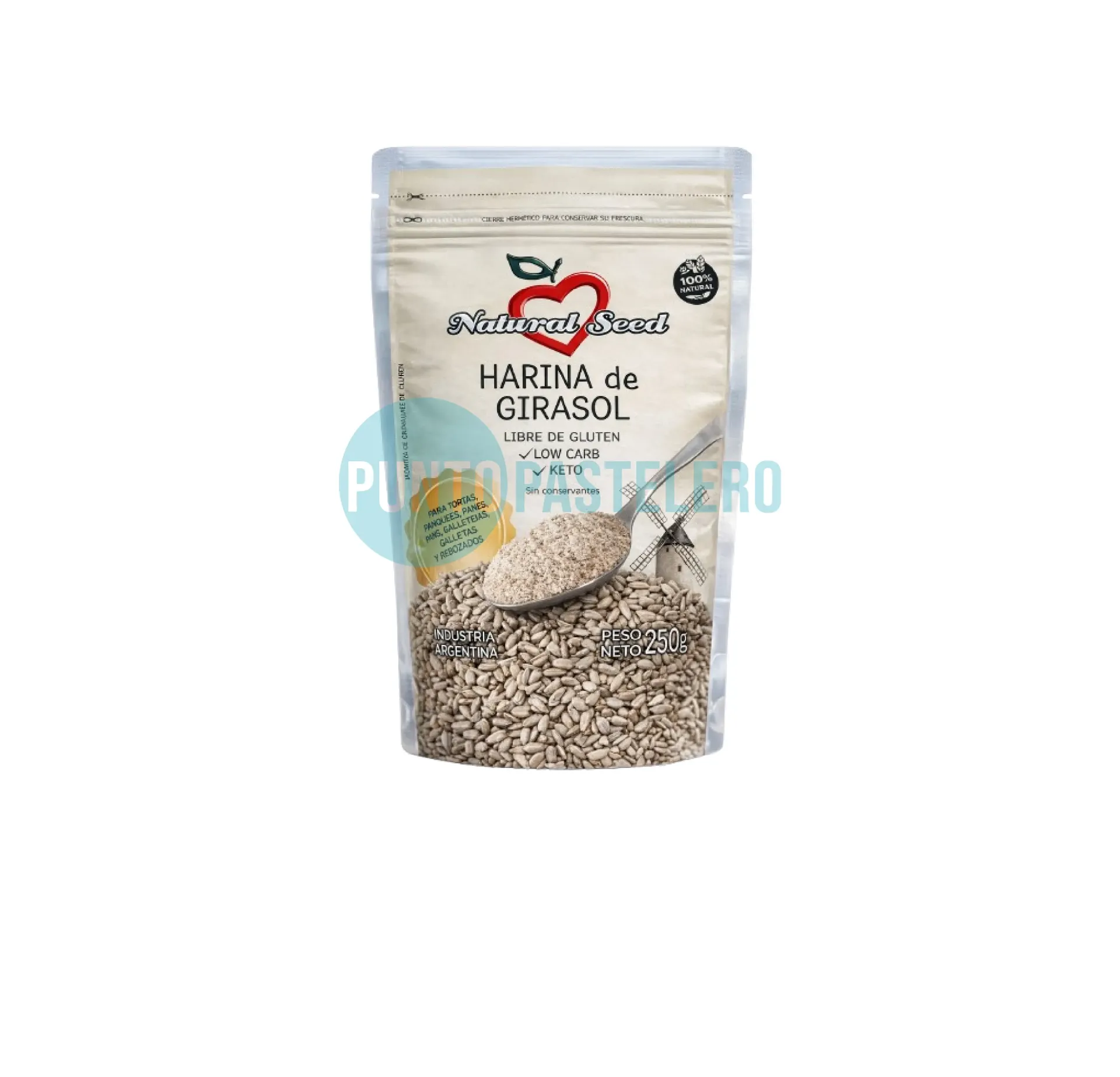 [7798180790257] HARINA DE GIRASOL NATURAL SEED (X 250 GR.) (SIN TACC) (KETO)
