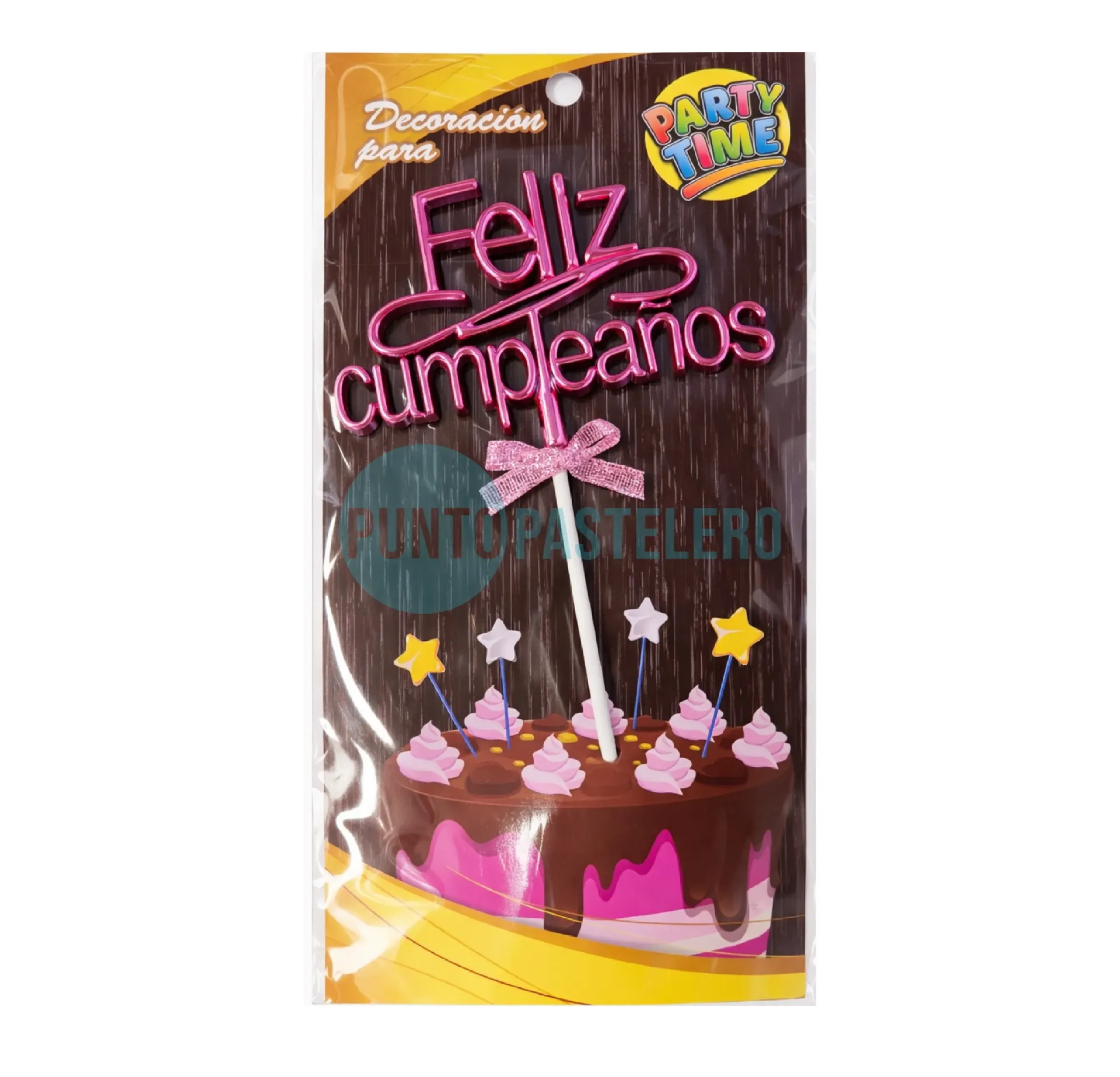 ADORNO PINCHE FELIZ CUMPLEAÑOS ROSA PARTY TIME