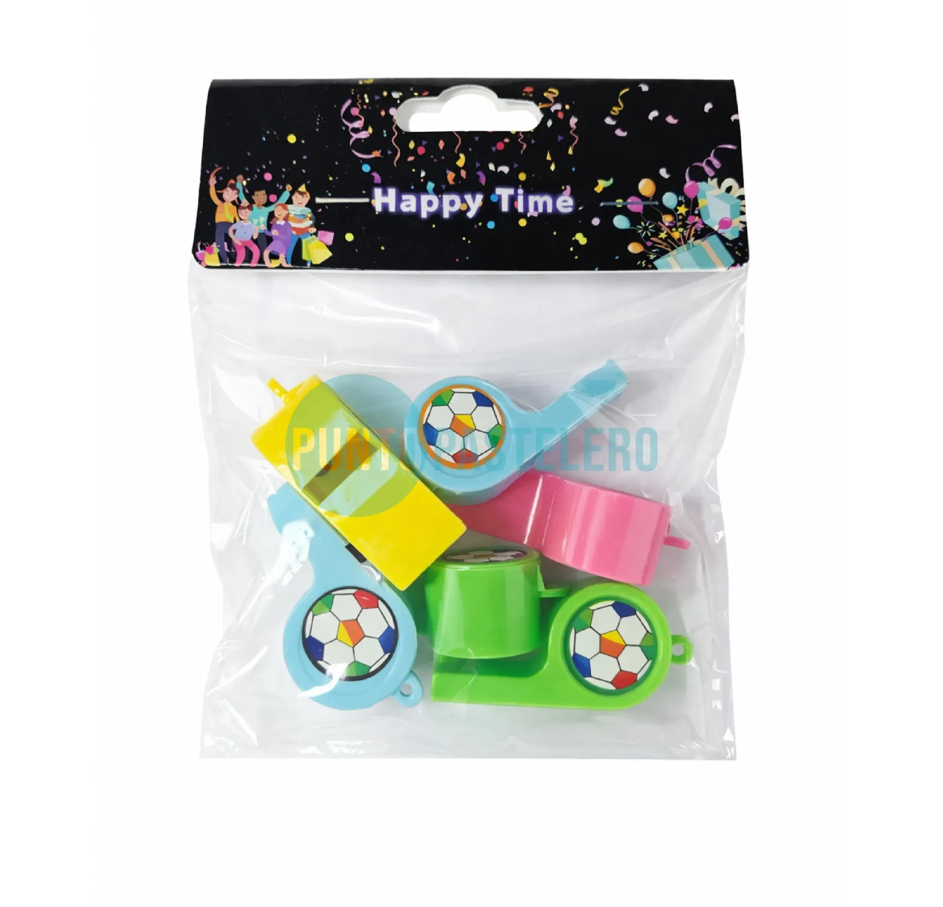 SILBATO CON BOLITA STICKER PELOTA (X 6 U.)