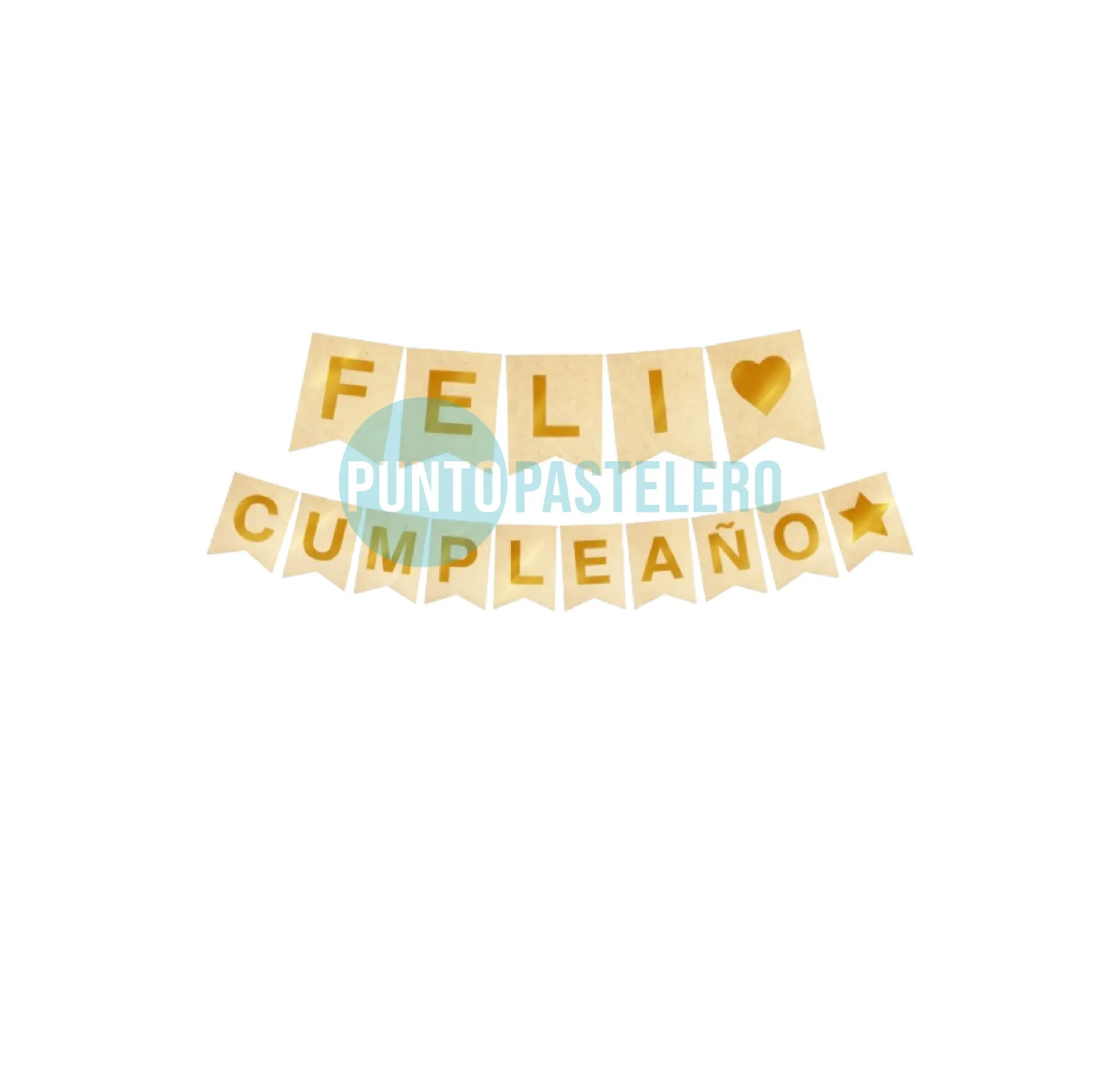 BANDERIN CON STAMPING FELIZ CUMPLEAÑOS KRAFT